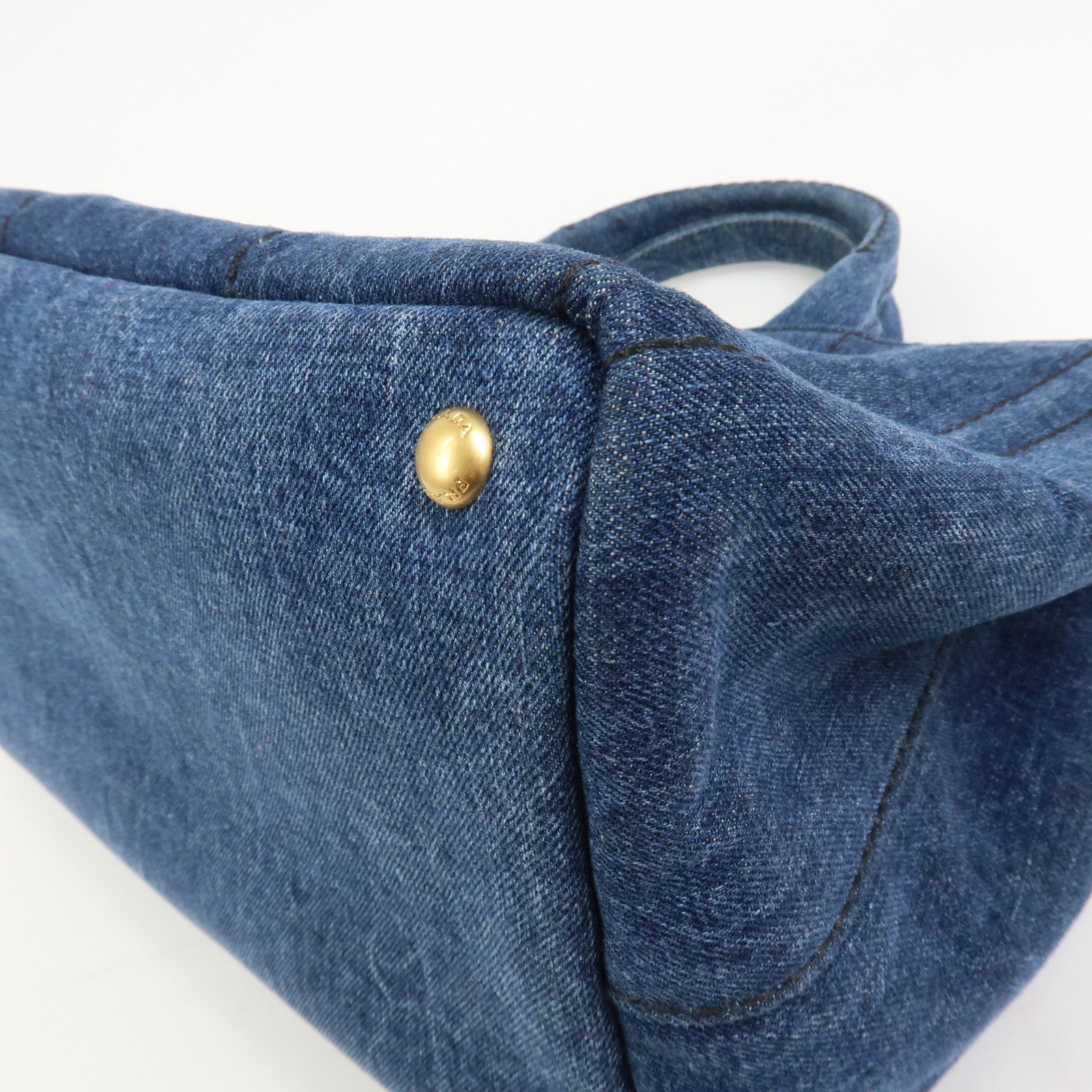 PRADA Denim Canapa Large 2Way Bag Tote Bag Shoulder Bag Navy B1872B