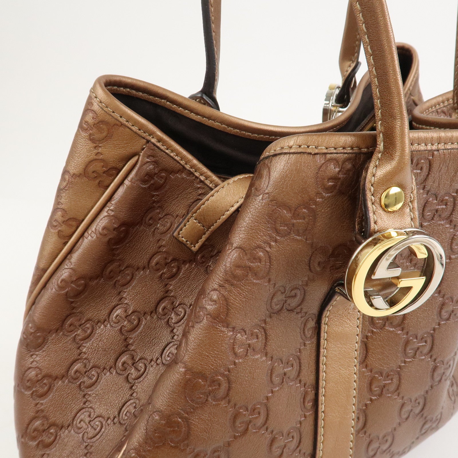 GGUCCI GG Twins Guccissima Leather Tote Bag Bronze 232957