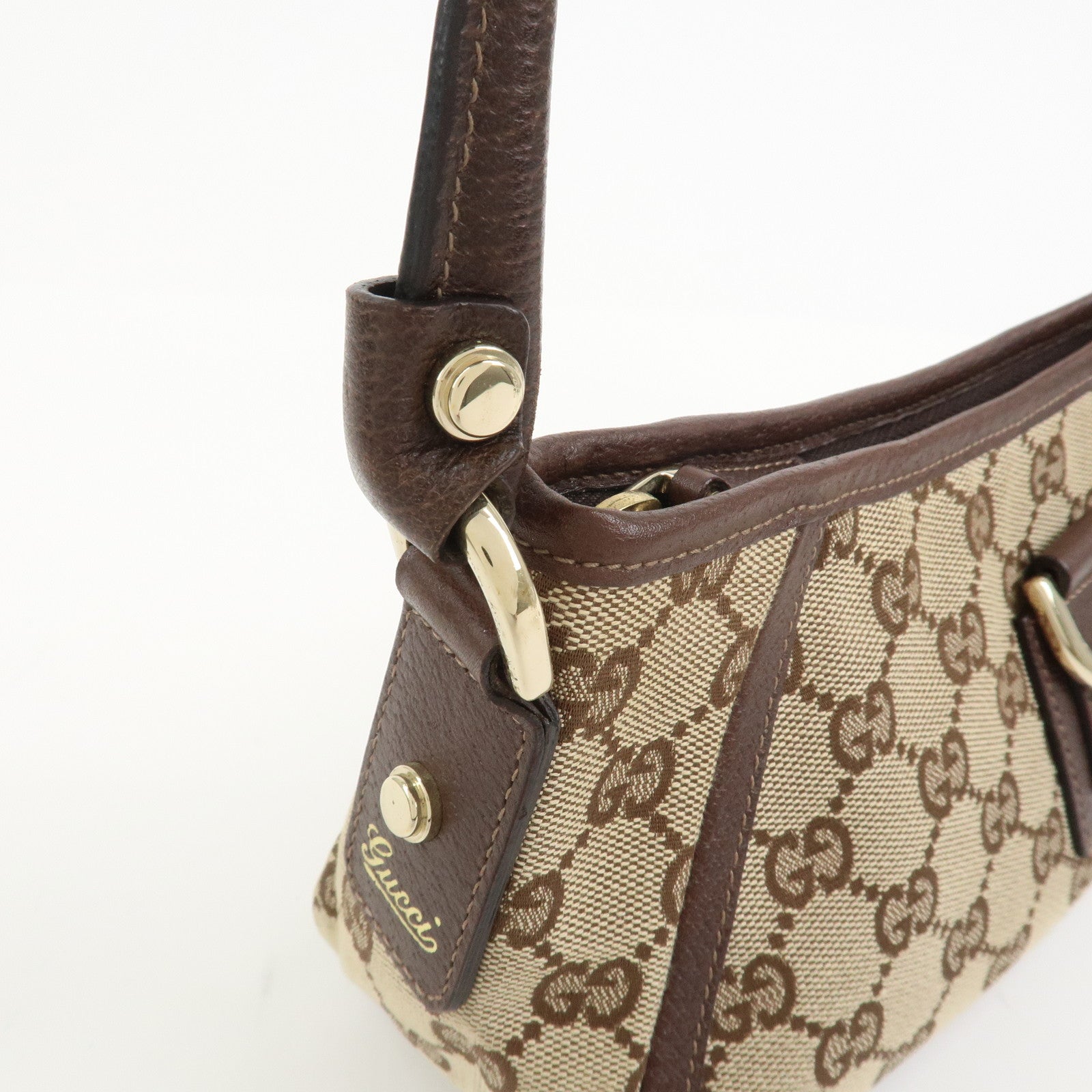 GUCCI Abbey GG Canvas Leather Shoulder Bag Hand Bag Beige 130939