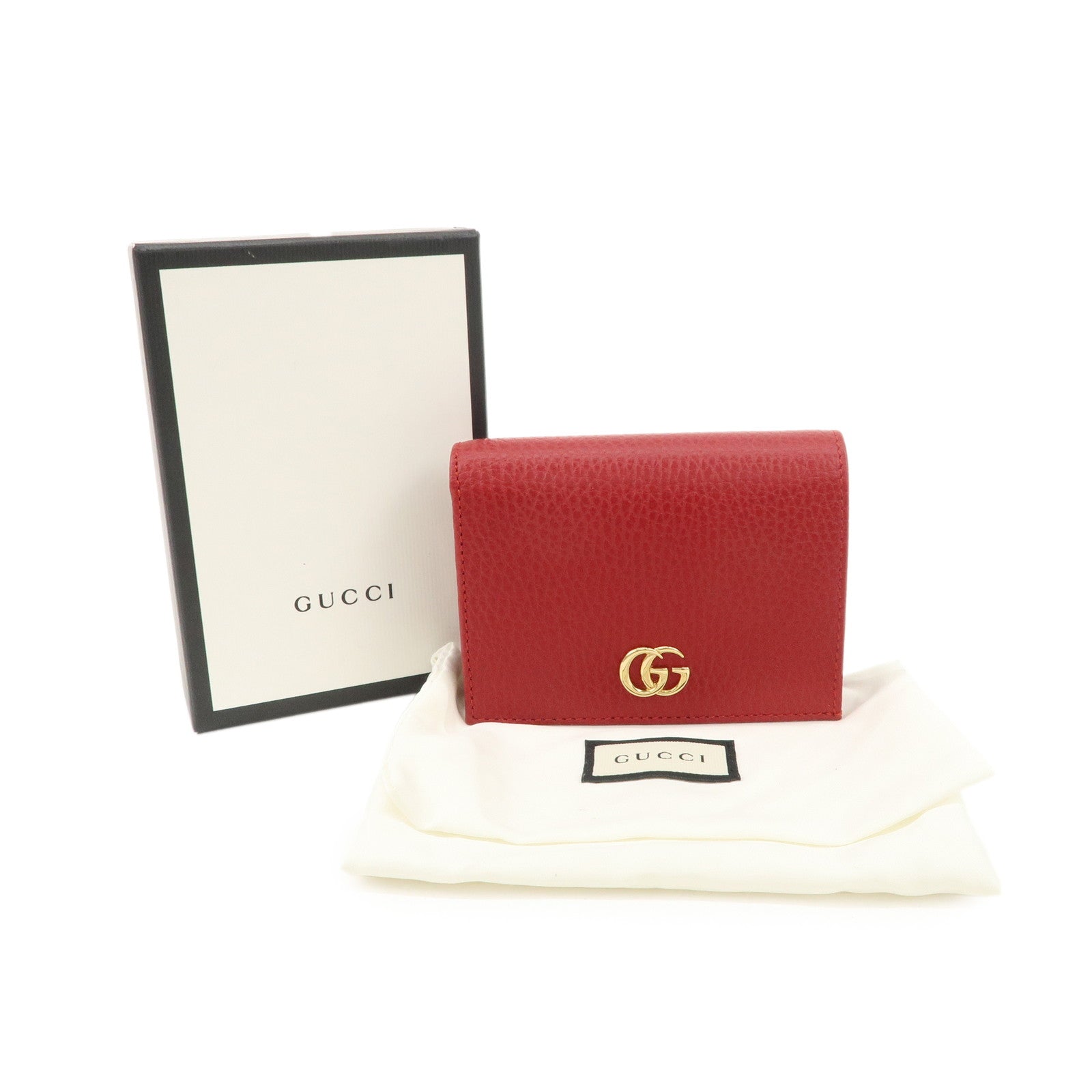 GUCCI GG Marmont Double G Mini Wallet Compact Wallet Red 456126 Used