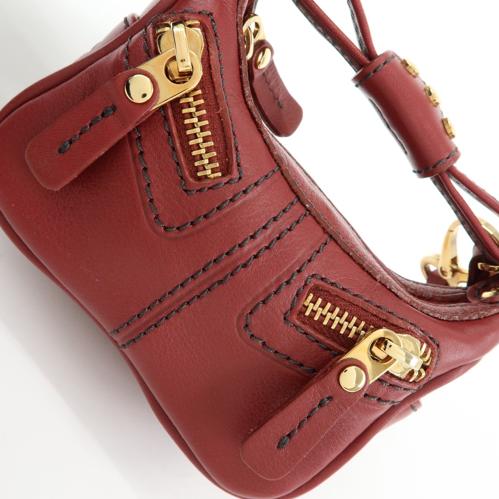 TOD’S Miky Leather Bag Charm Key Charm Key Holder Wine Red