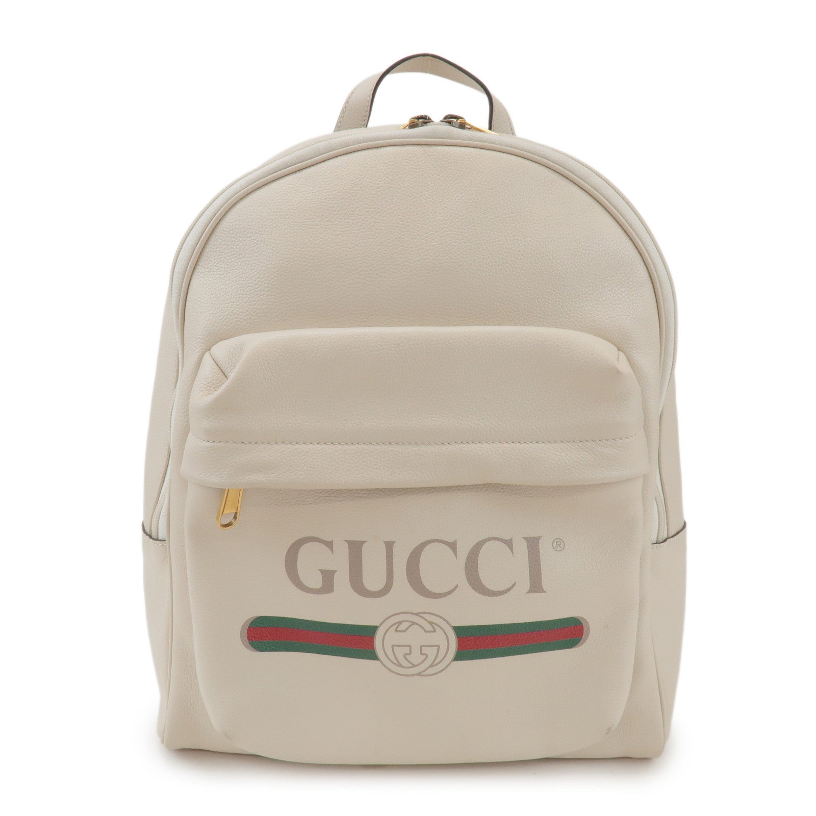 GUCCI Sherry Vintage Logo Leather Backpack Ivory 547834