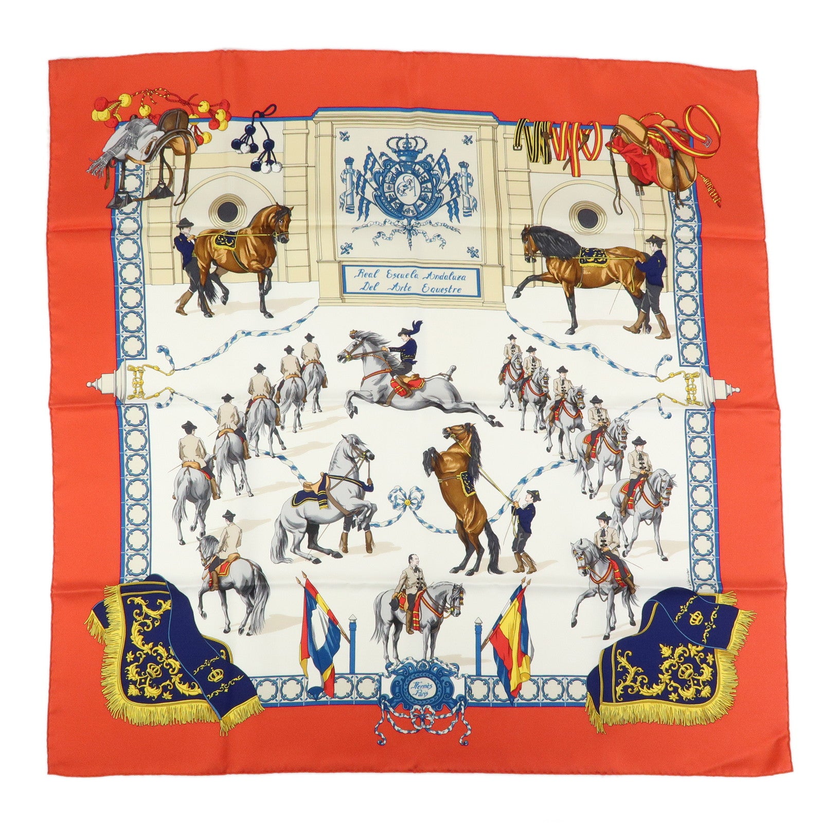 HERMES Carre 90 Silk Scarf Real Escuela AndaluzaDel Arte Ecuestre