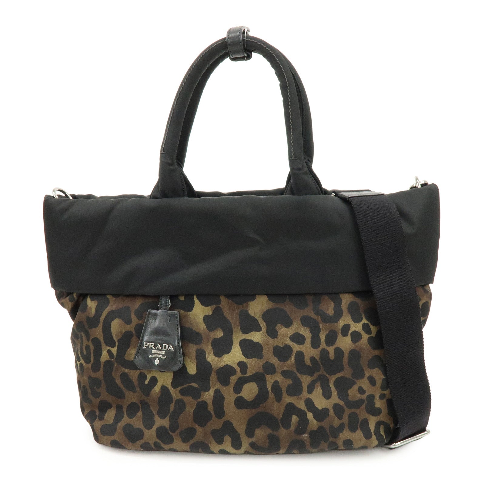 PRADA Triangle Logo 2Way Bag Hand Bag Shoulder Bag Black BN1959