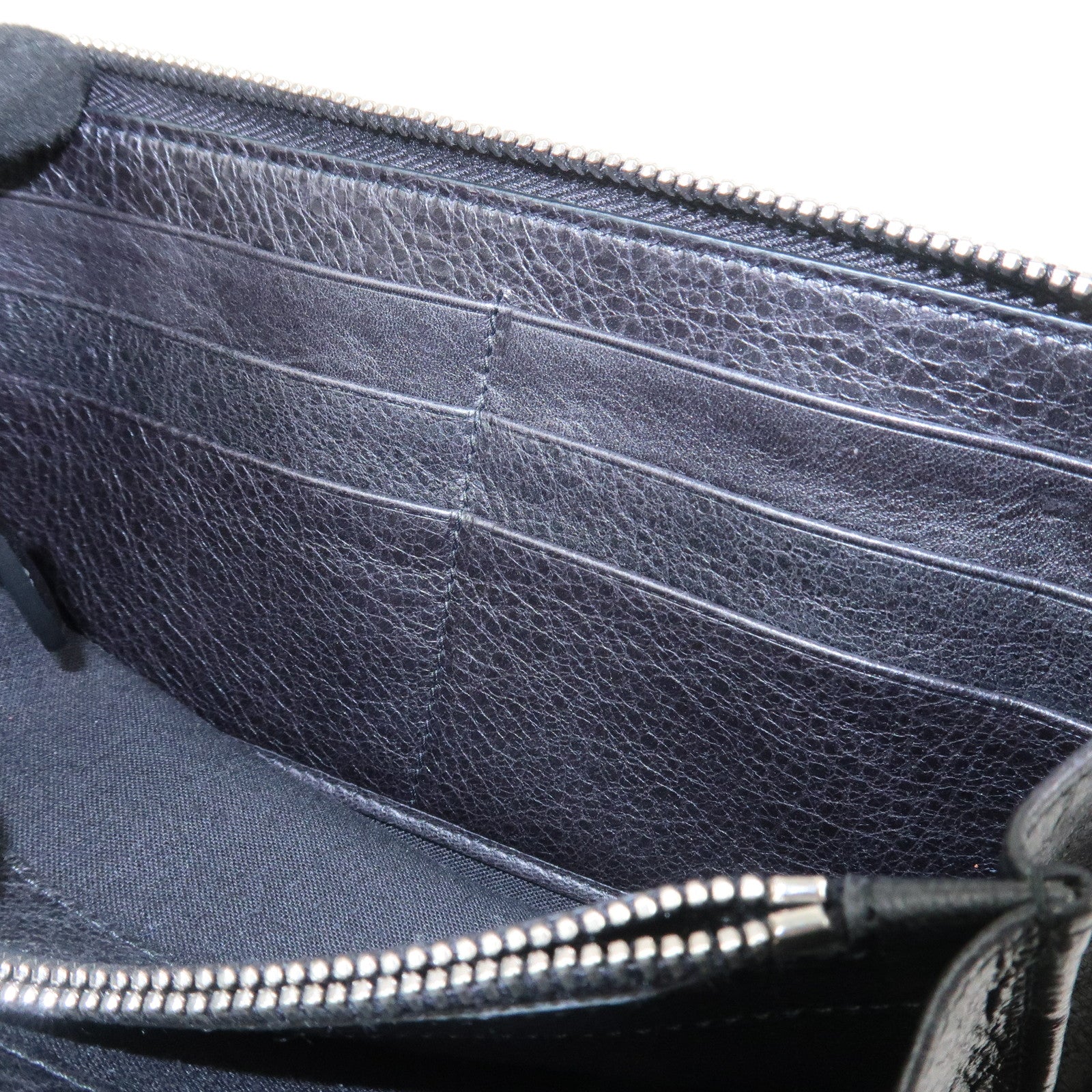 BALENCIAGA Giant Continental Leather Round Zippy Long Wallet Black