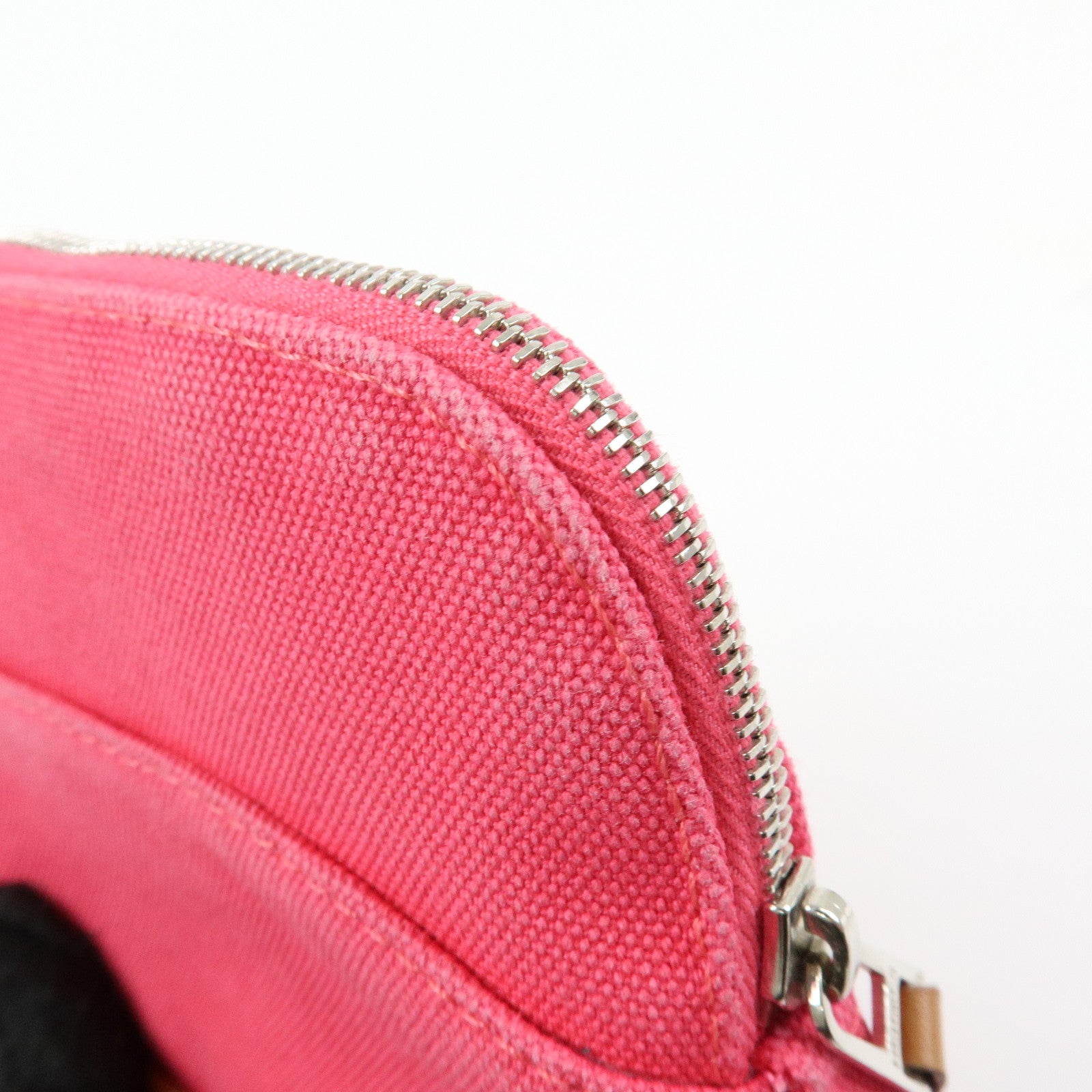 HERMES Canvas Leather Bolide Pouch Cosmetic Case Mini 16 Pink
