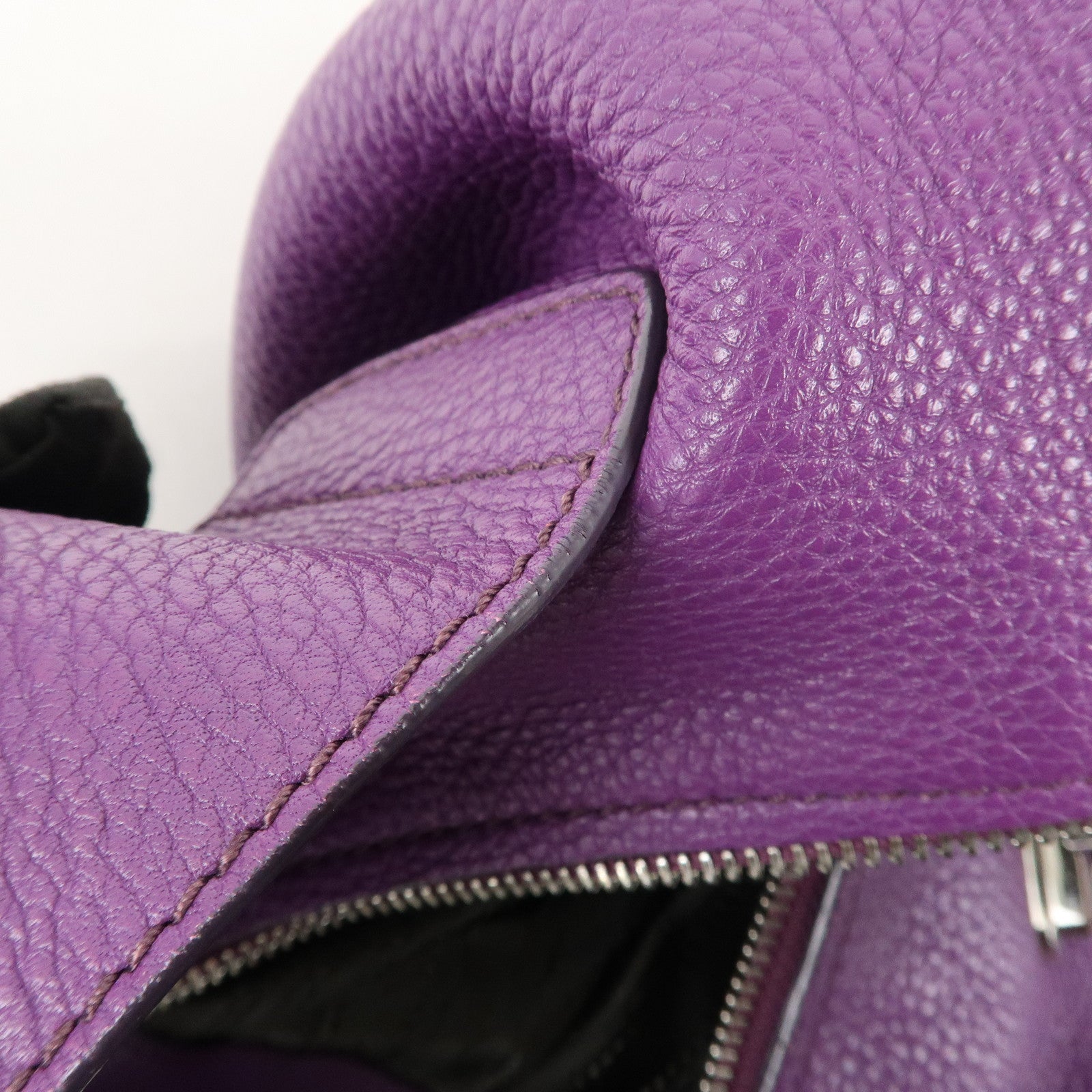 Ferragamo Gancini Logo Leather Shoulder Bag Hand Bag Purple