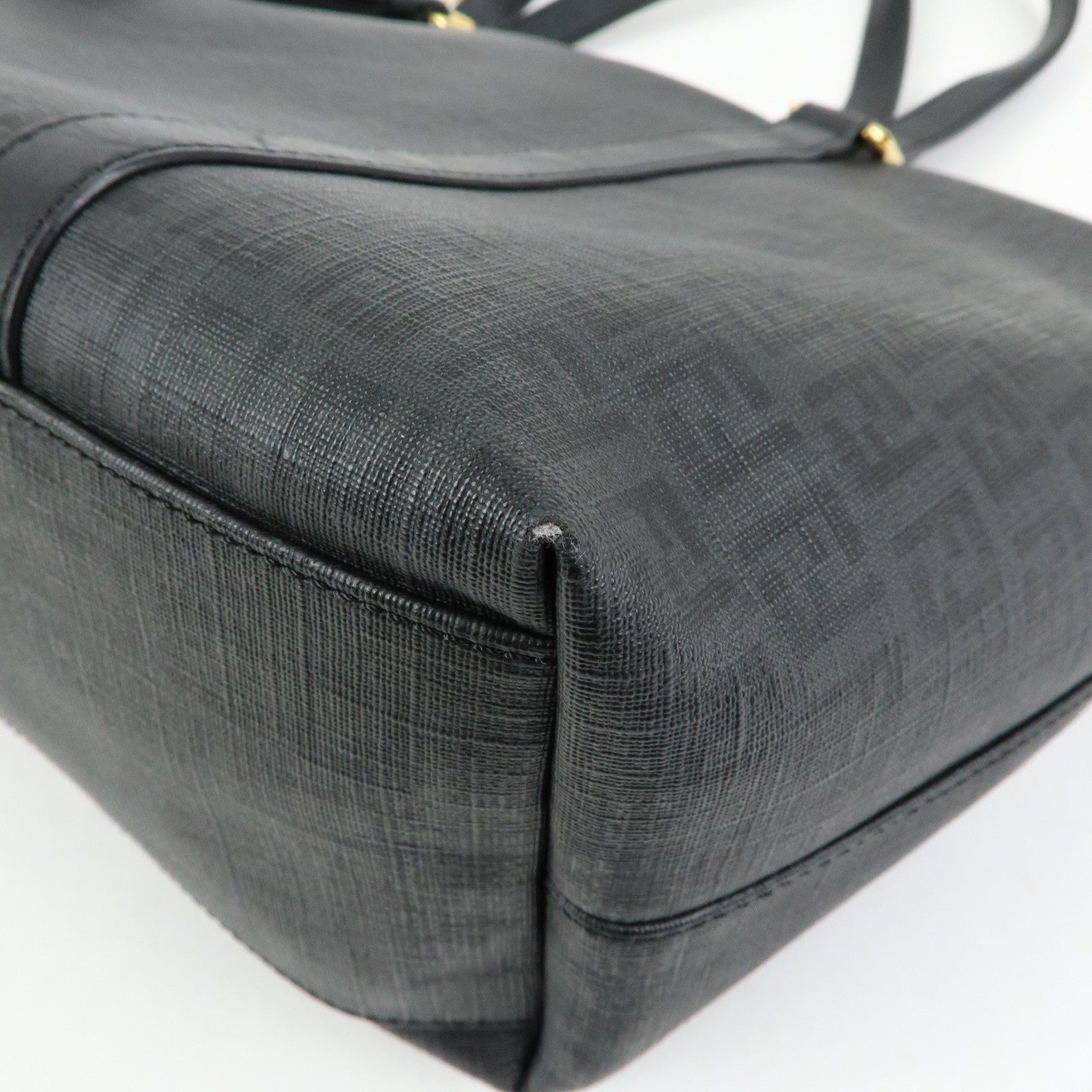 FENDI Zucchino PVC Leather Tote Bag Hand Bag Black 8BH215