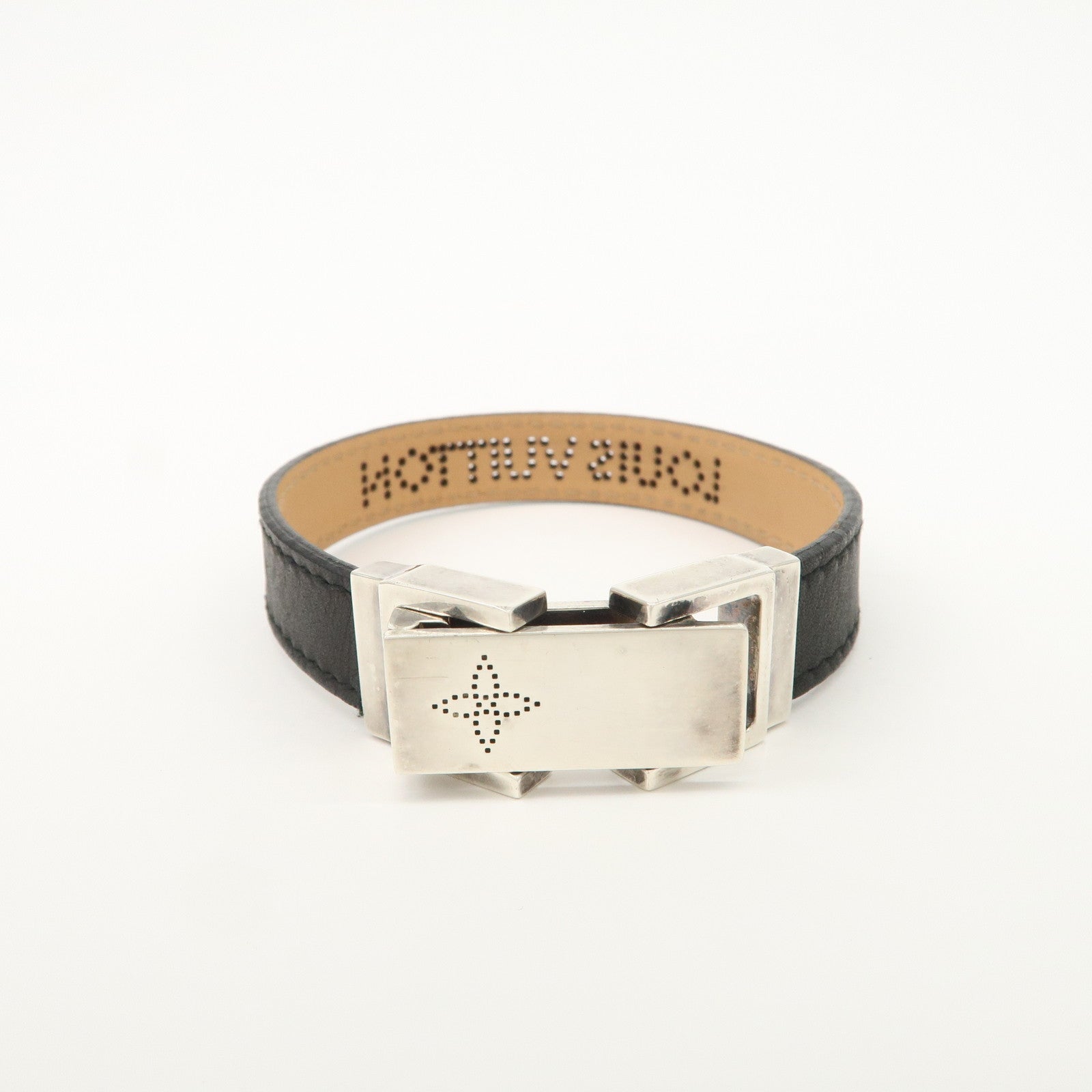 Louis Vuitton Leather Bracelet SV925 Noir Used