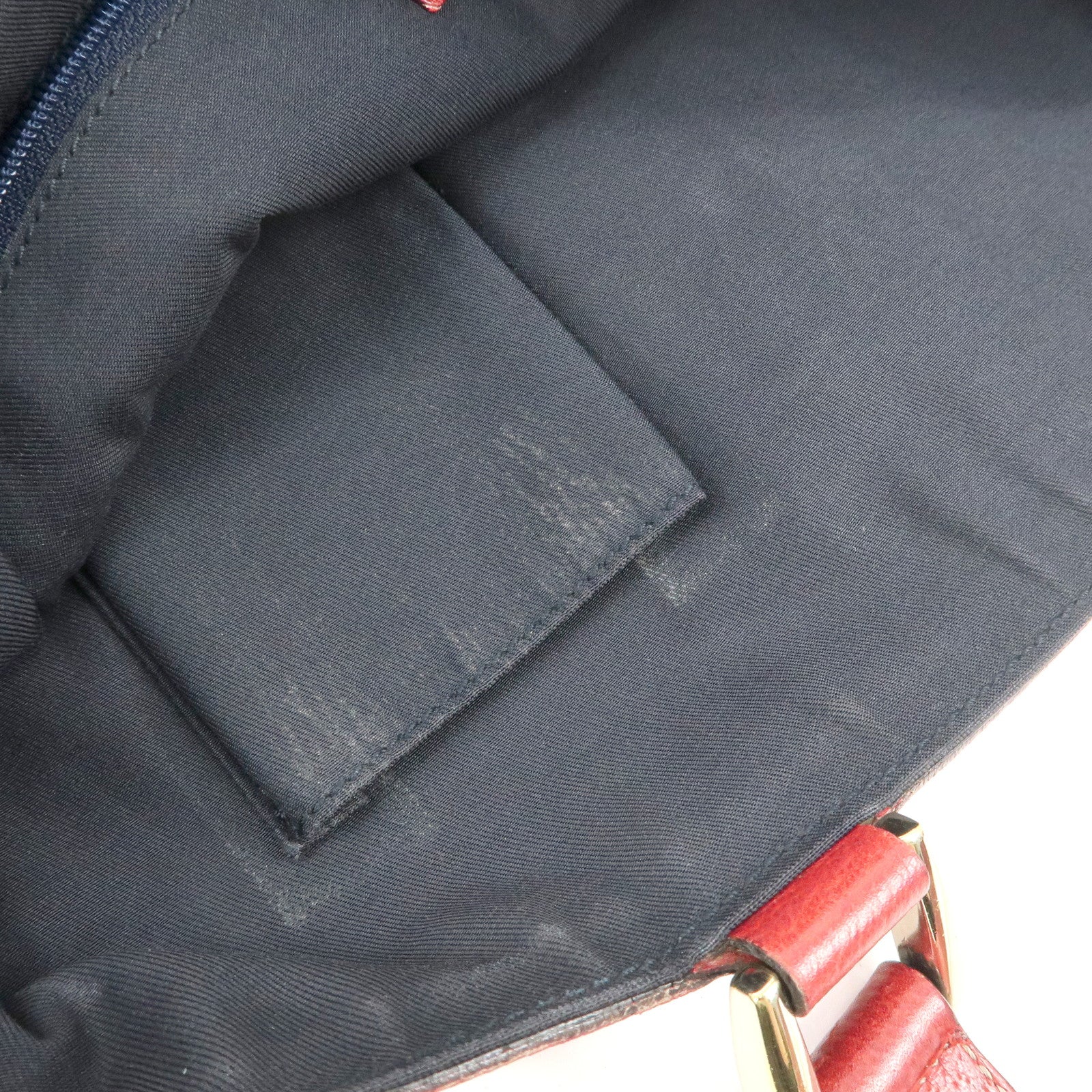 GUCCI Abbey GG Canvas Leather Hand Bag Red Navy 130739