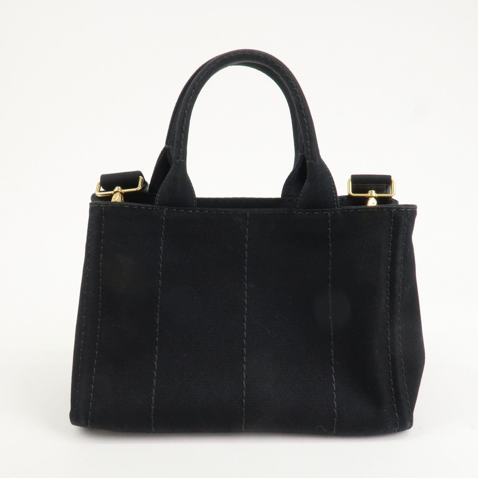 PRADA Canapa Mini Canvas 2Way Hand Bag Tote Bag Black 1BG439 Used