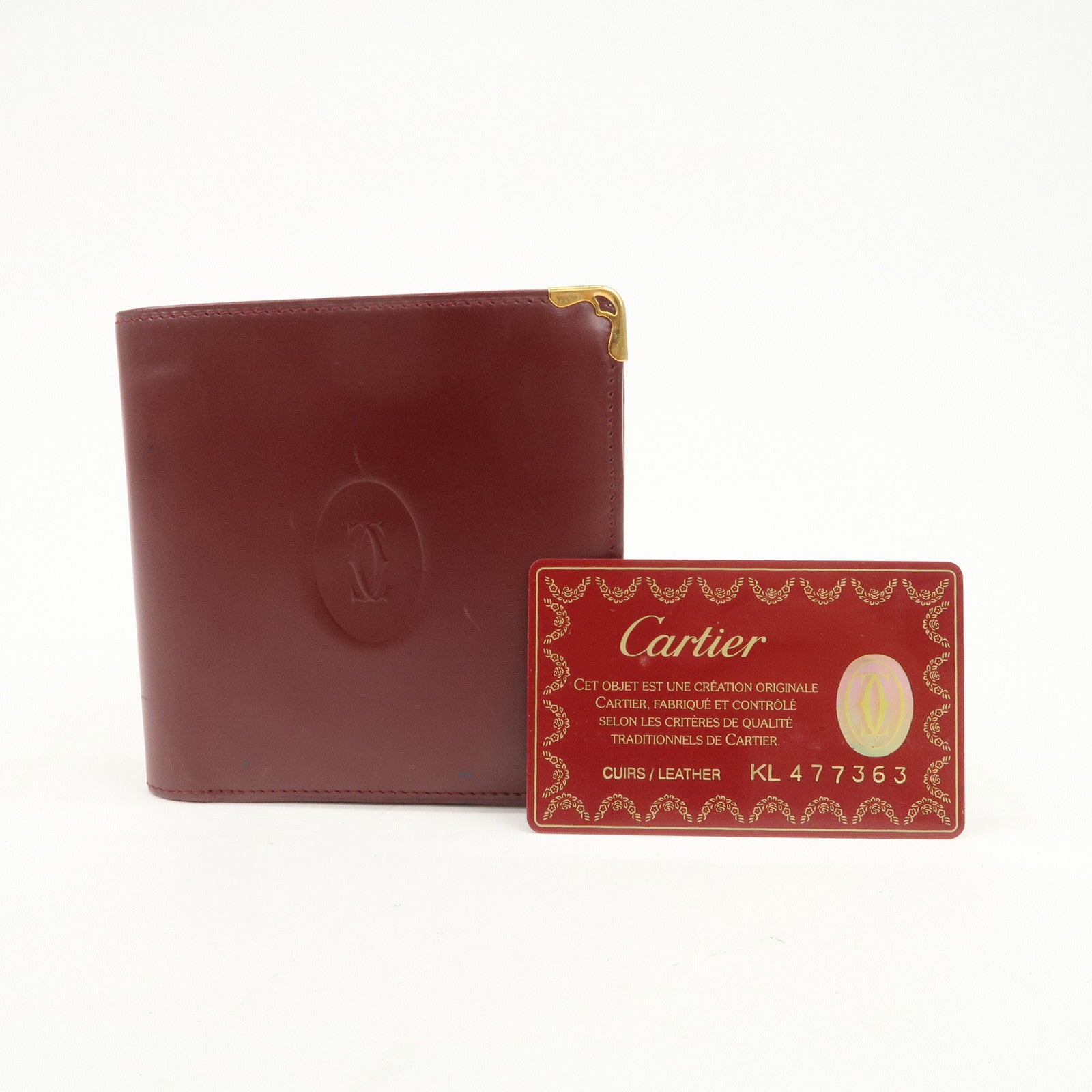 Cartier Must de Cartier Logo Leather Compact Wallet Bordeaux