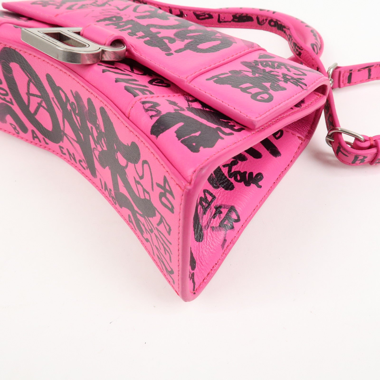 BALENCIAGA Hourglass XS 2Way Hand Shoulder Bag Hot Pink 592833