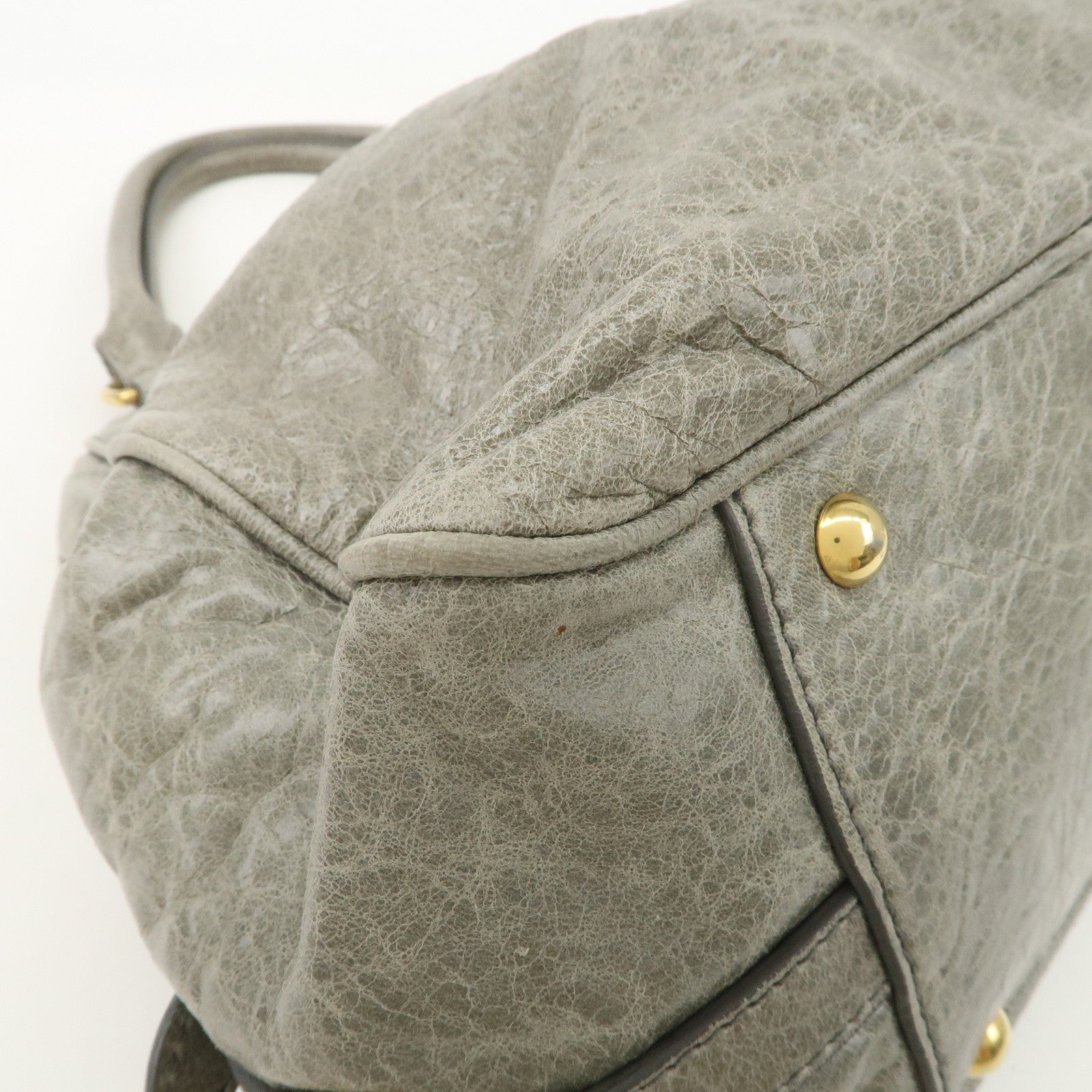 MIU MIU Nappa Leather Hand Bag Emerald Green Used