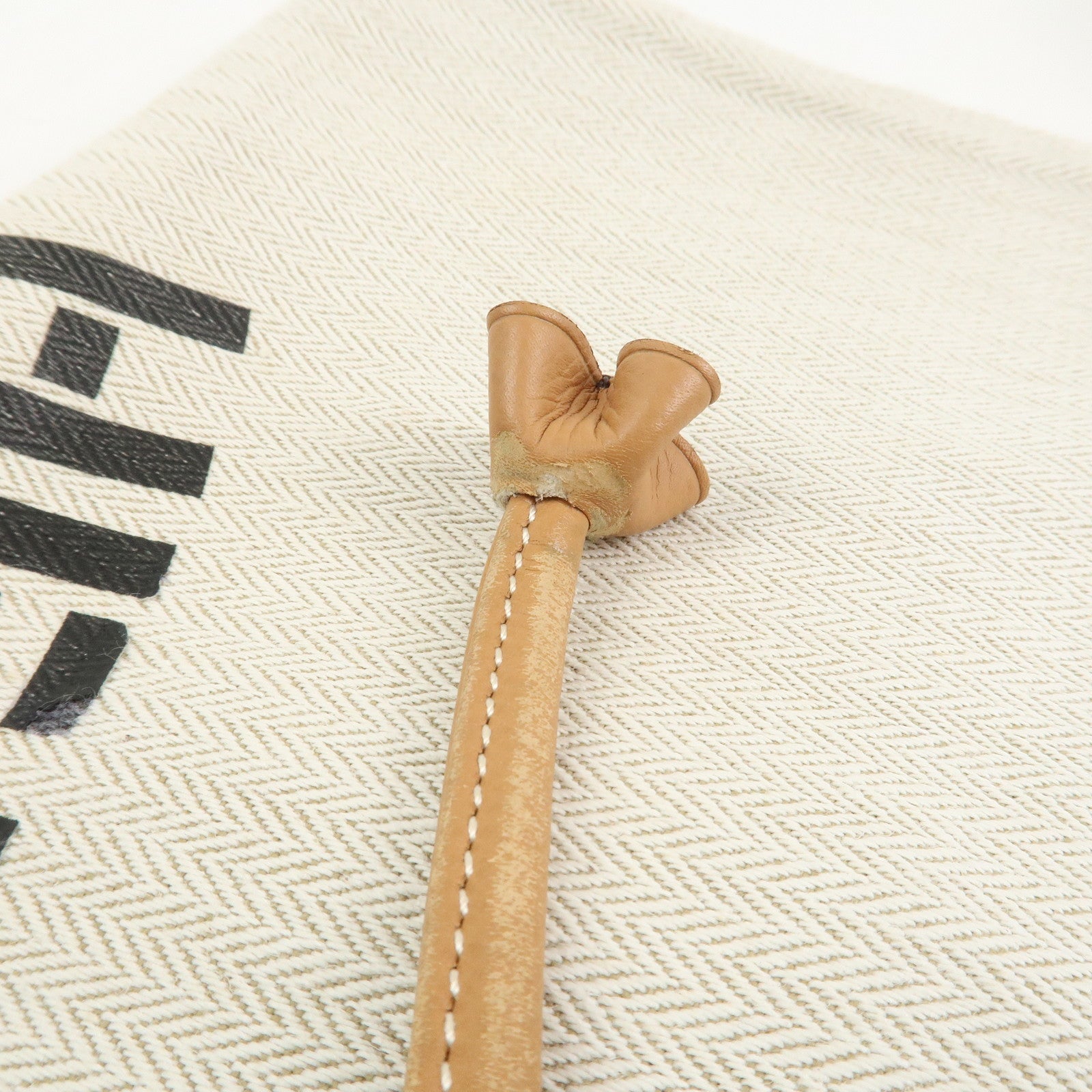 HERMES Aline GM Canvas Leather Shoulder Bag Natural