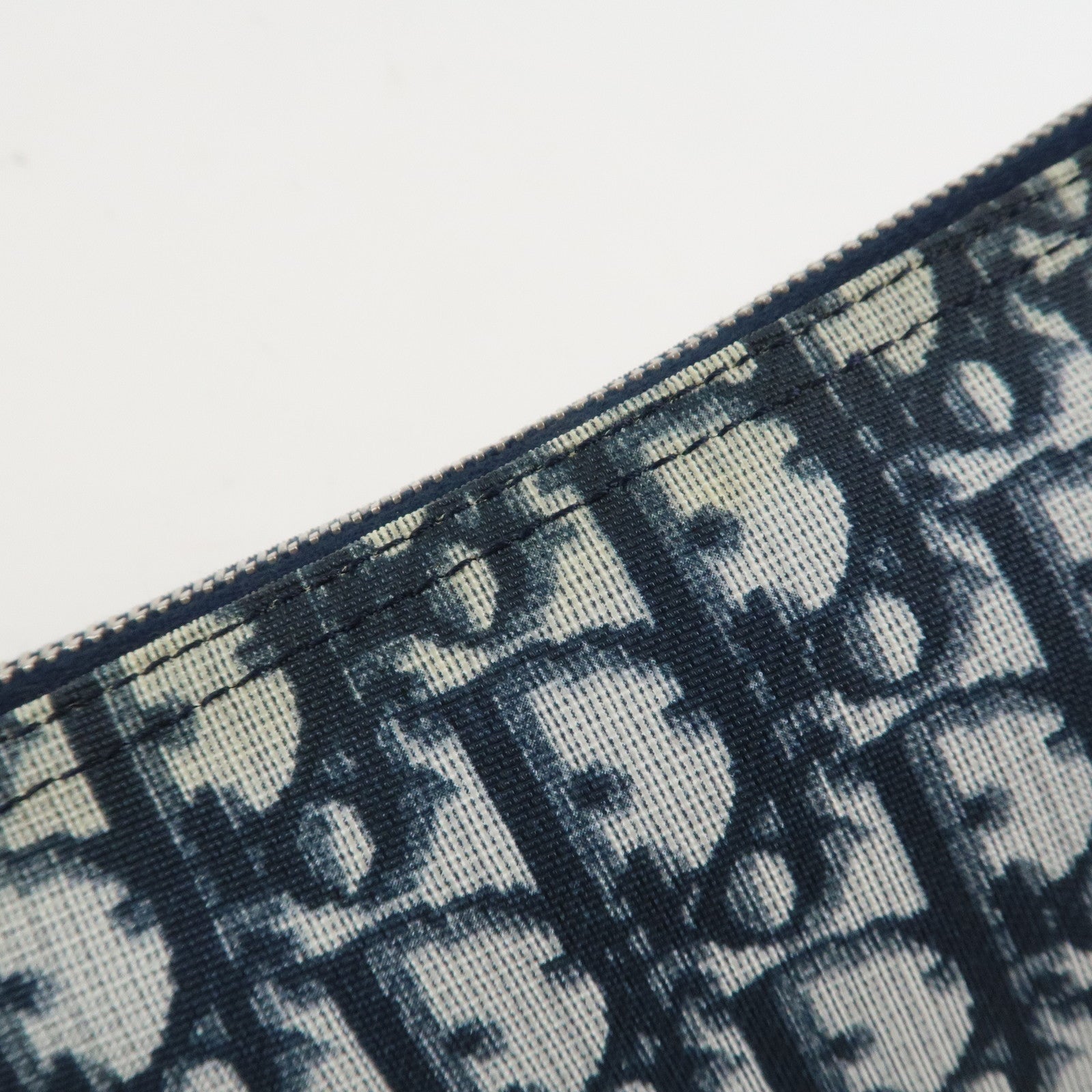 Christian Dior Trotter Jacquard Leather Saddle Bag Mini Navy White Used