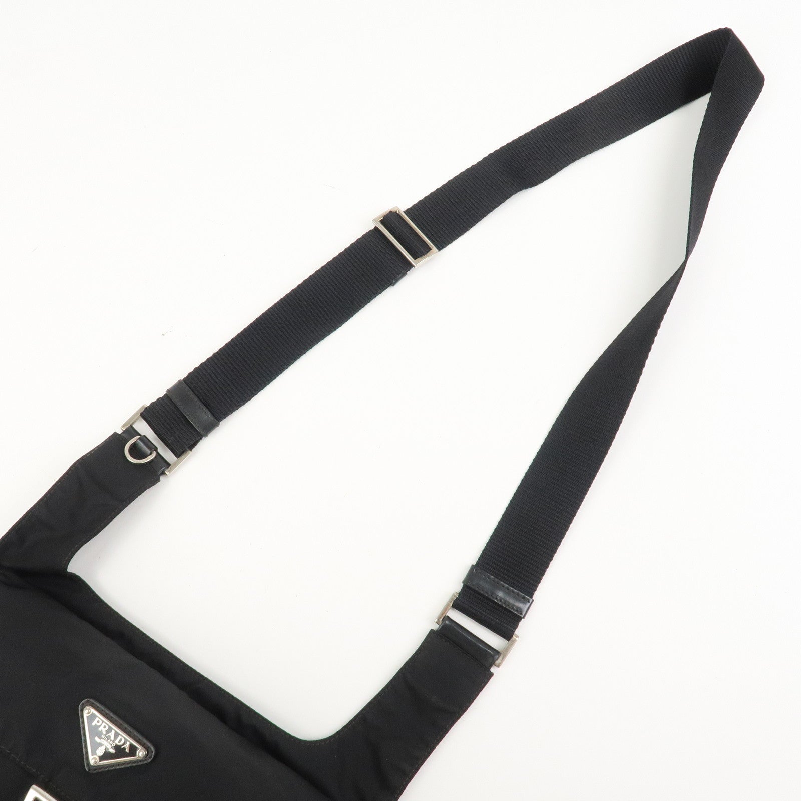 PRADA Nylon Leather Shoulder Bag Crossbody Bag Black BT0521