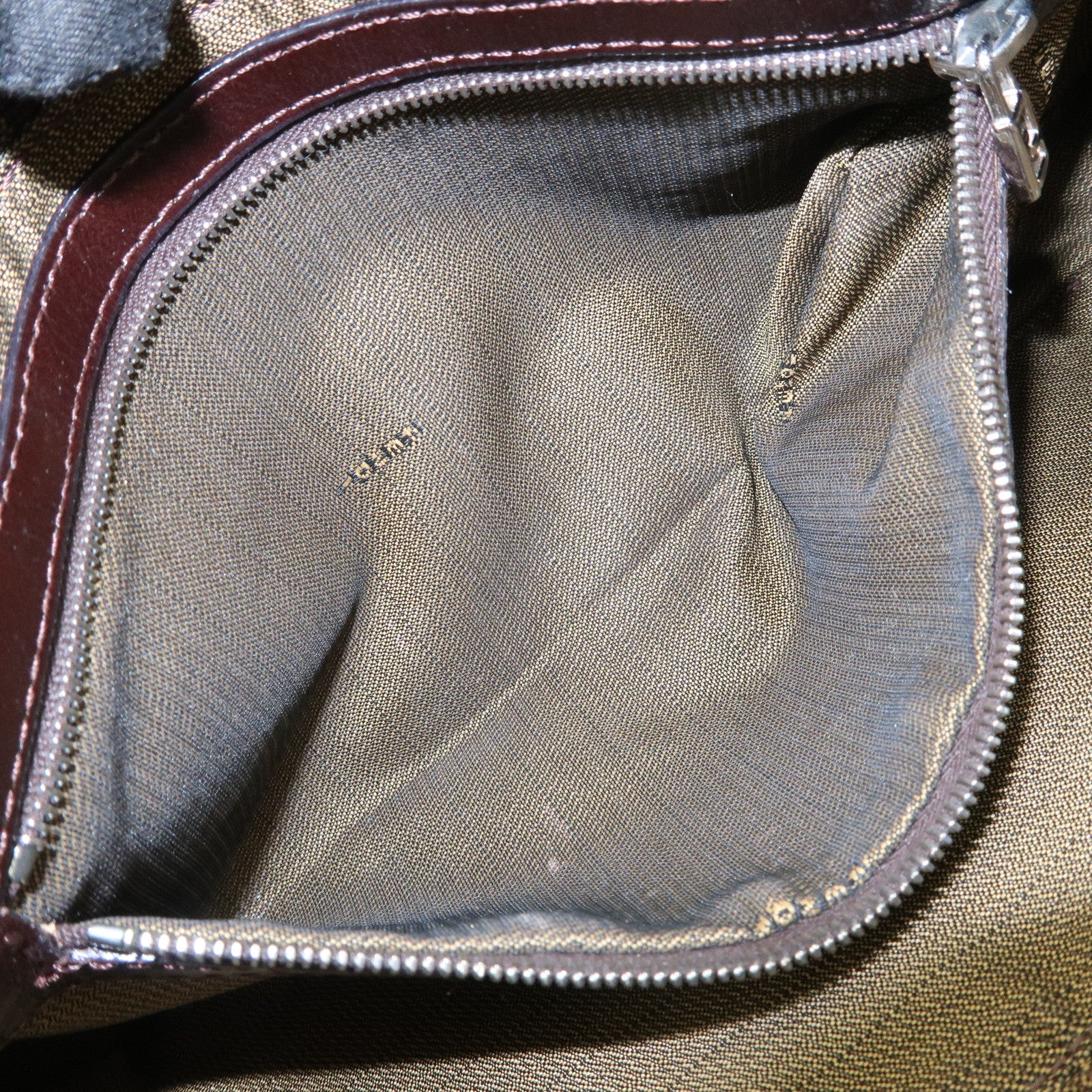 FENDI Mamma Baguette Zucca Canvas Leather Shoulder Bag Black Brown 26424