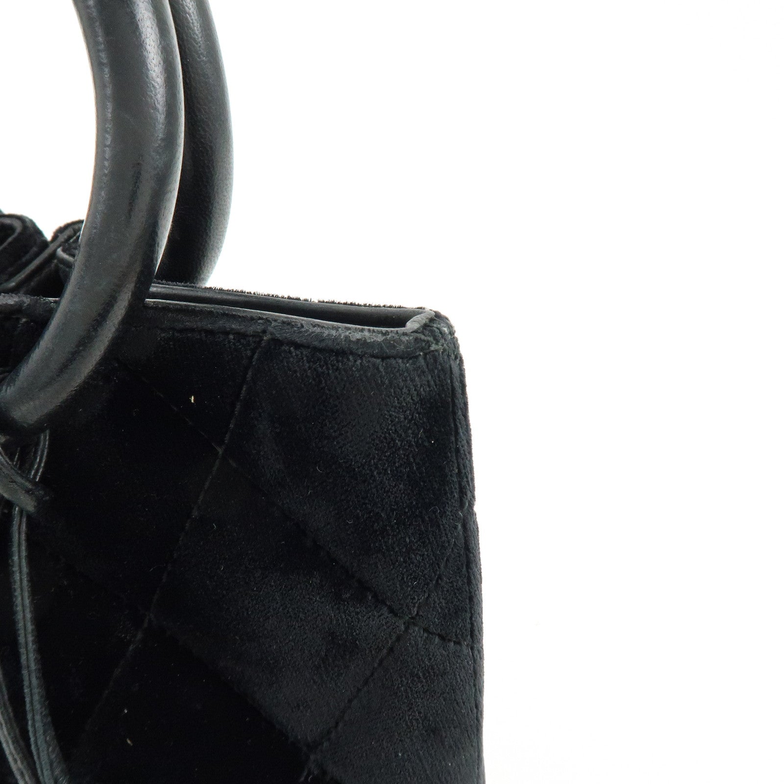 CHANEL Matelasse Circle Handle COCO Mark Velvet Lambskin Hand Bag