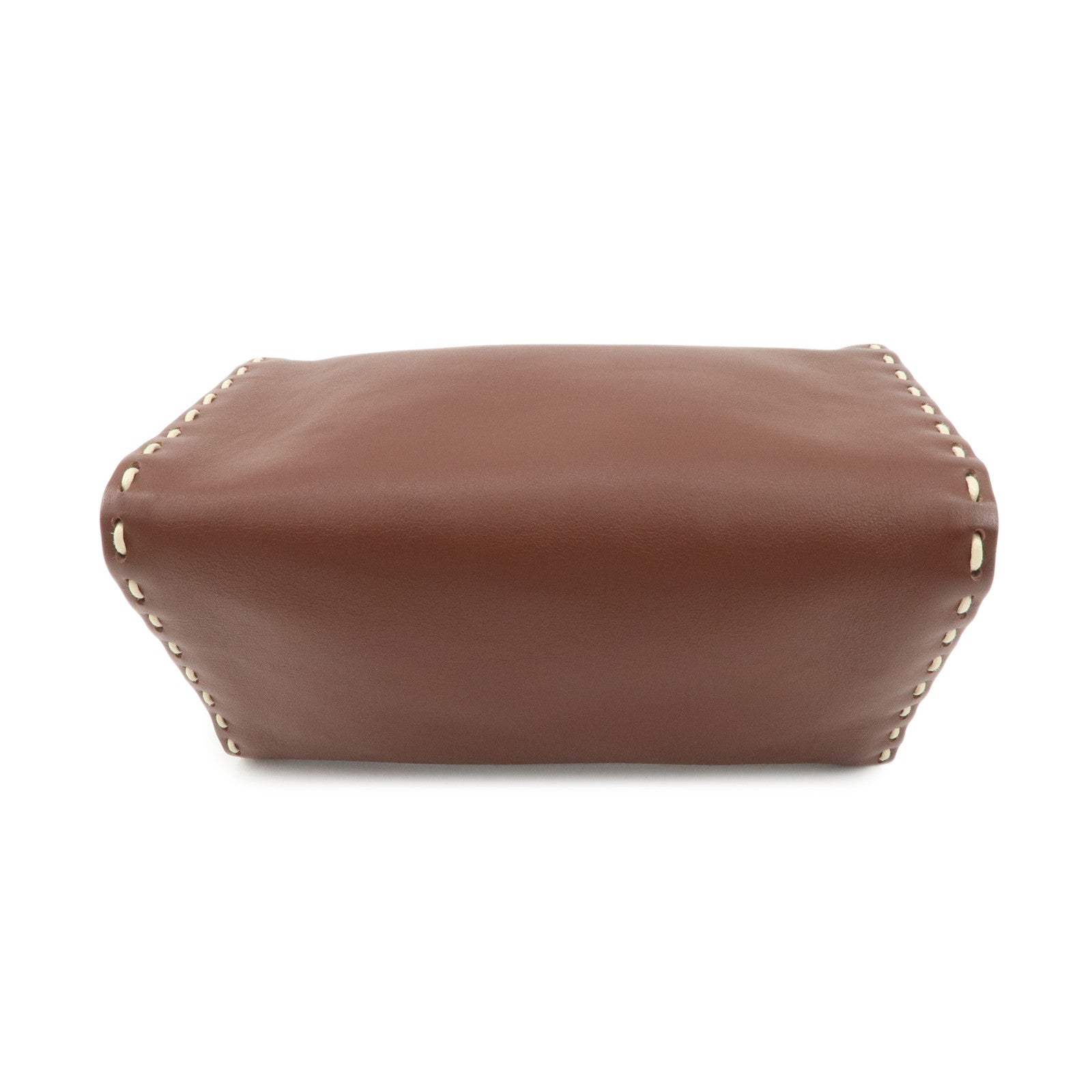 FENDI Selleria Leather Selleria Triangla Shoulder Bag Brown 8BS053