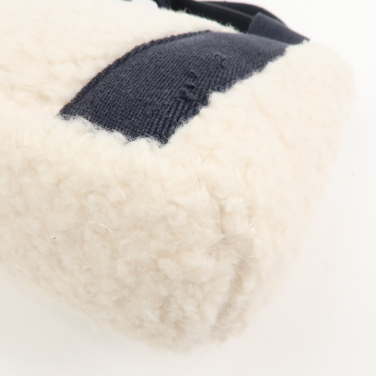 Chloe Fur Leather 2Way Bag Shoulder Bag Hand Bag Ivory Navy