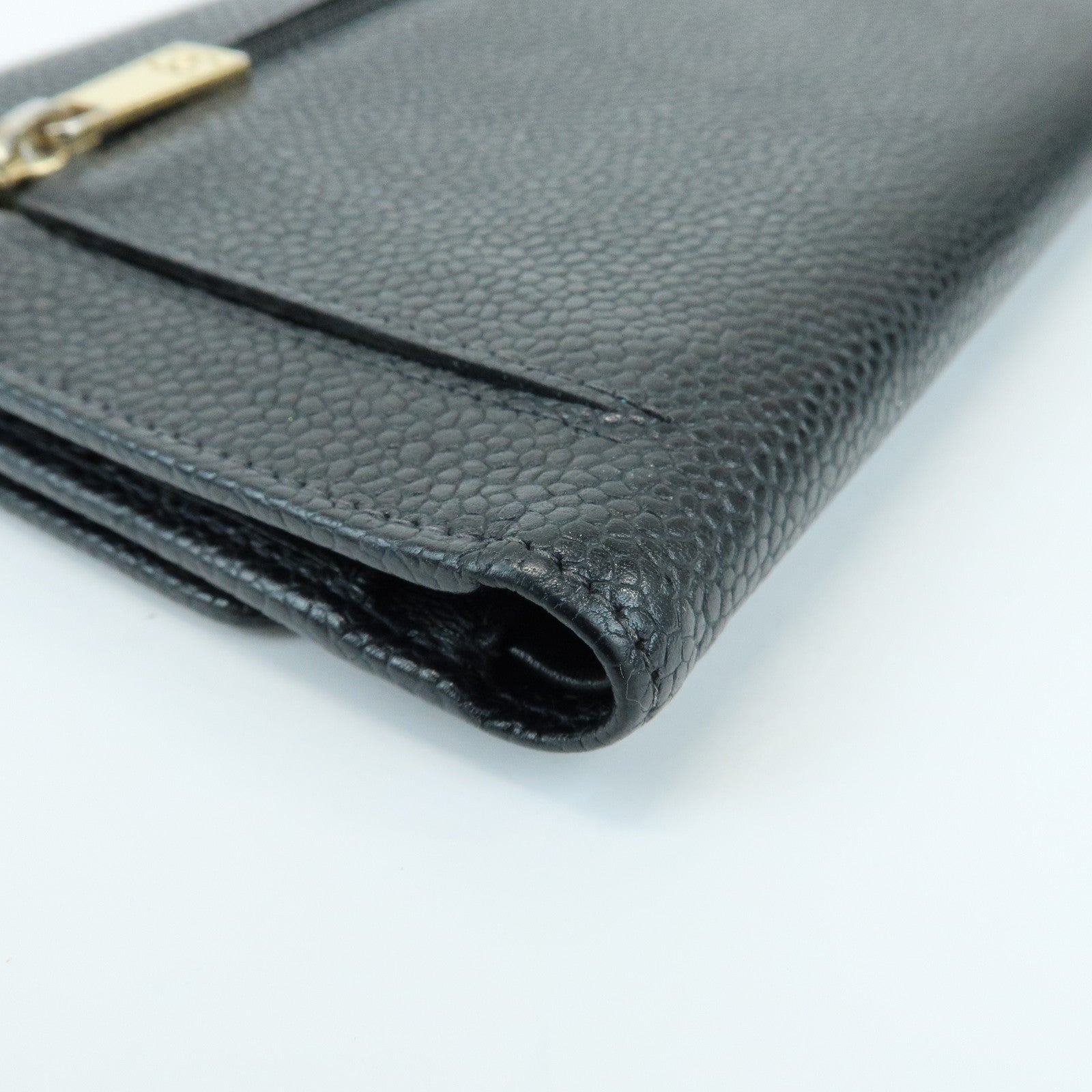 CHANEL COCO Mark Caviarskin Compact Wallet Flap Wallet Black