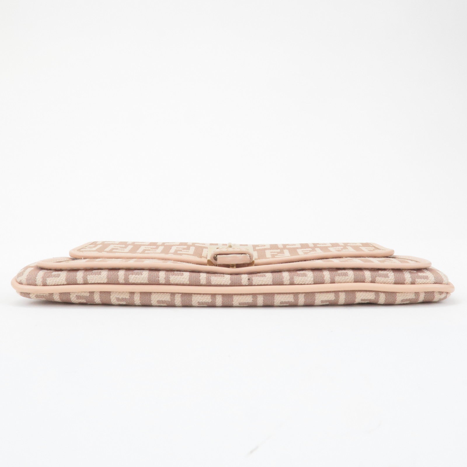 FENDI Zucchino Canvas Leather Pouch Purse Pink 8N0038