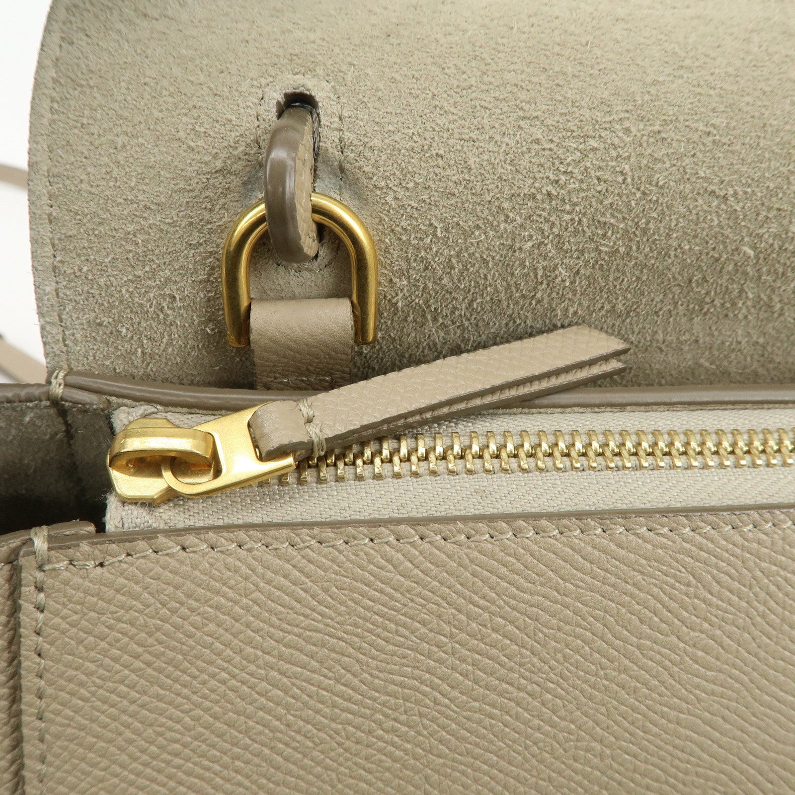 CELINE Belt Bag Leather Nano 2WAY Hand Bag Shoulder Bag Beige