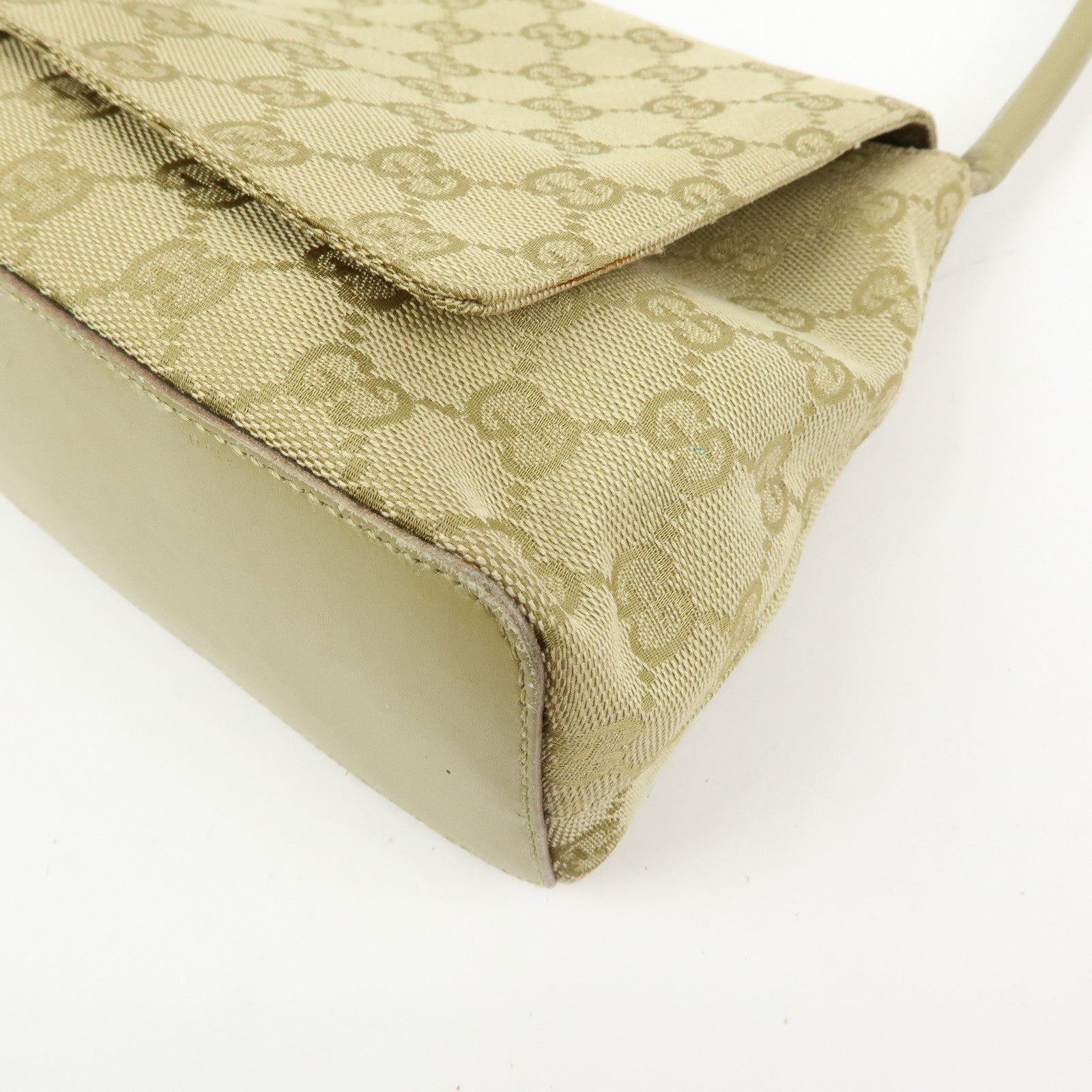 GUCCI GG Canvas Leather Shoulder Bag Hand Bag Beige 90646
