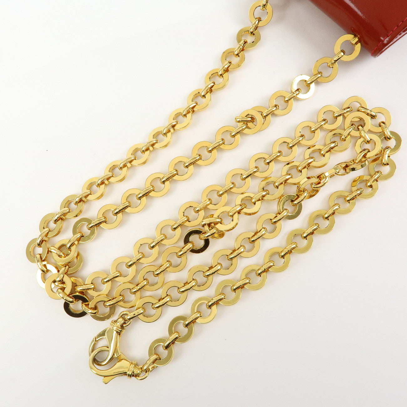 Ferragamo Gancini Patent Leather Chain Shoulder Crossbody Bag Red