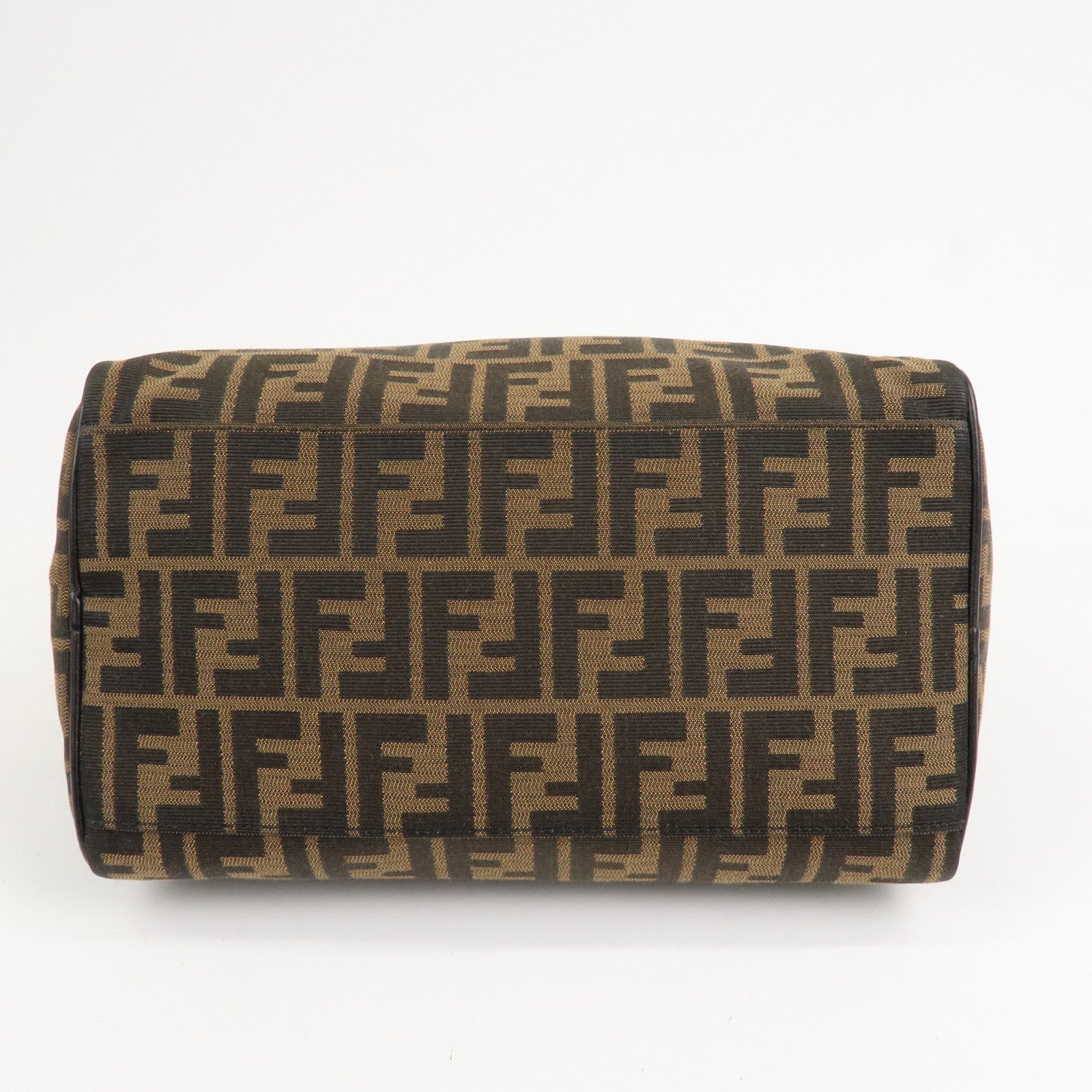 FENDI Zucca Canvas Leather Mini Boston Bag Black Brown 8BL104