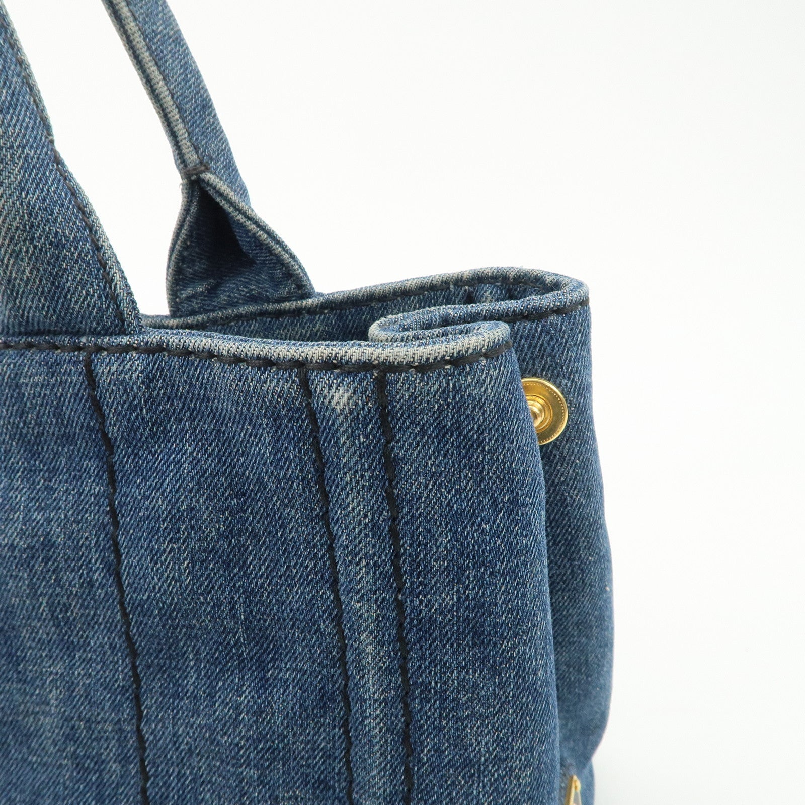 PRADA Canapa Mini Canvas Denim 2Way Shoulder Hand Bag Blue B2439G