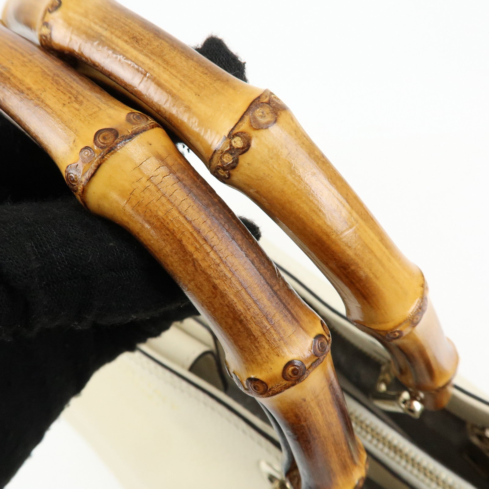 GUCCI Bamboo Shopper Medium 2Way Bag Shoulder Bag Ivory 323660