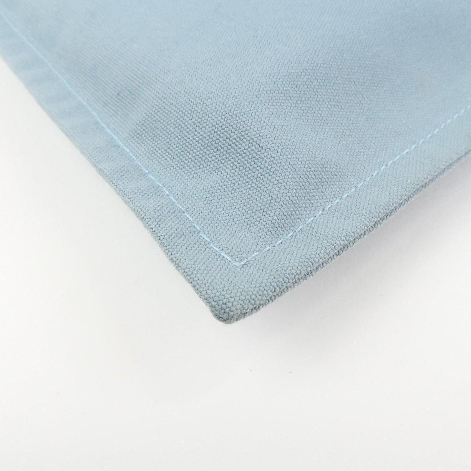 HERMES Bora Bora GM Cotton Leather Pouch Light Blue