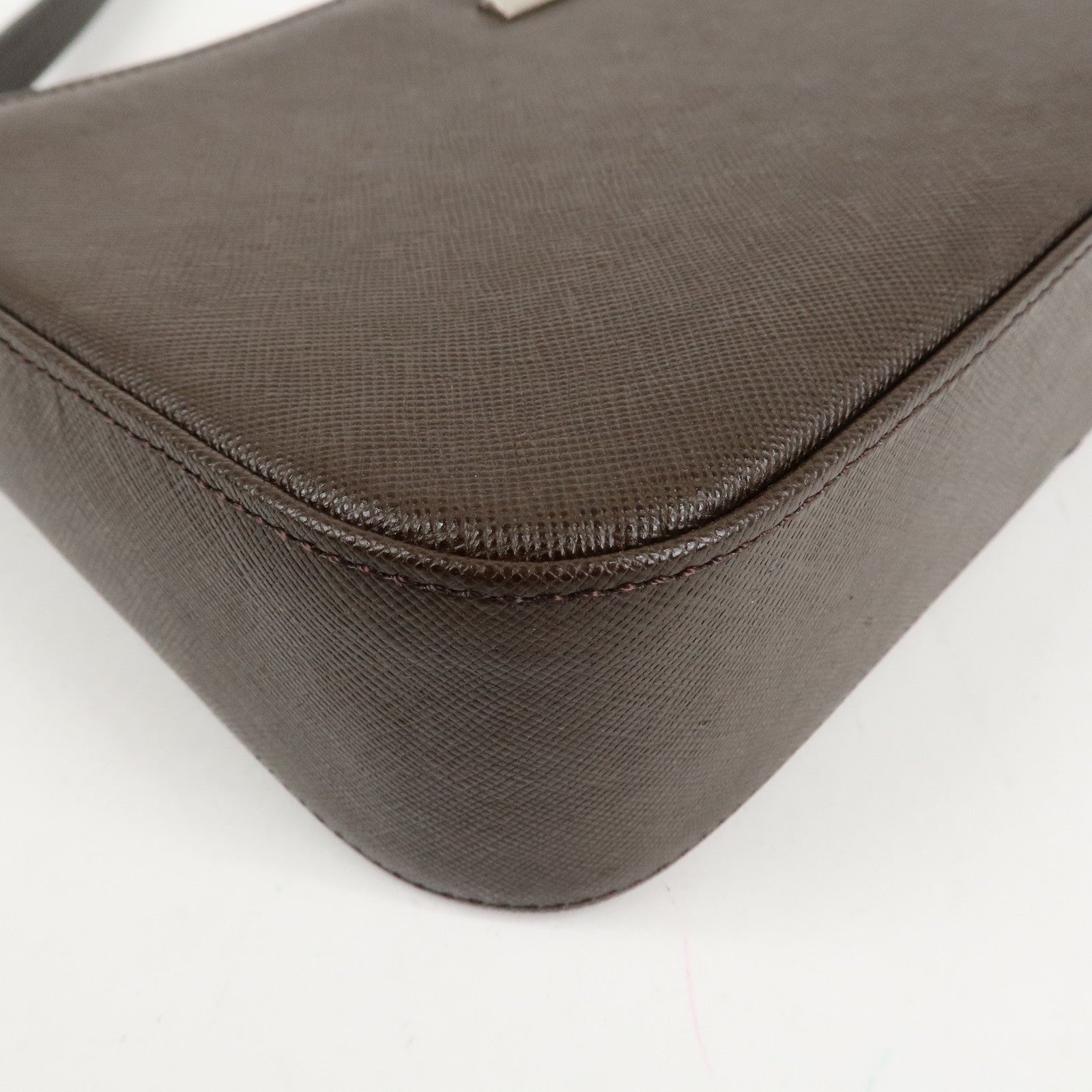 BURBERRY Leather Shoulder Bag Hand Bag Brown Silver HDW Used