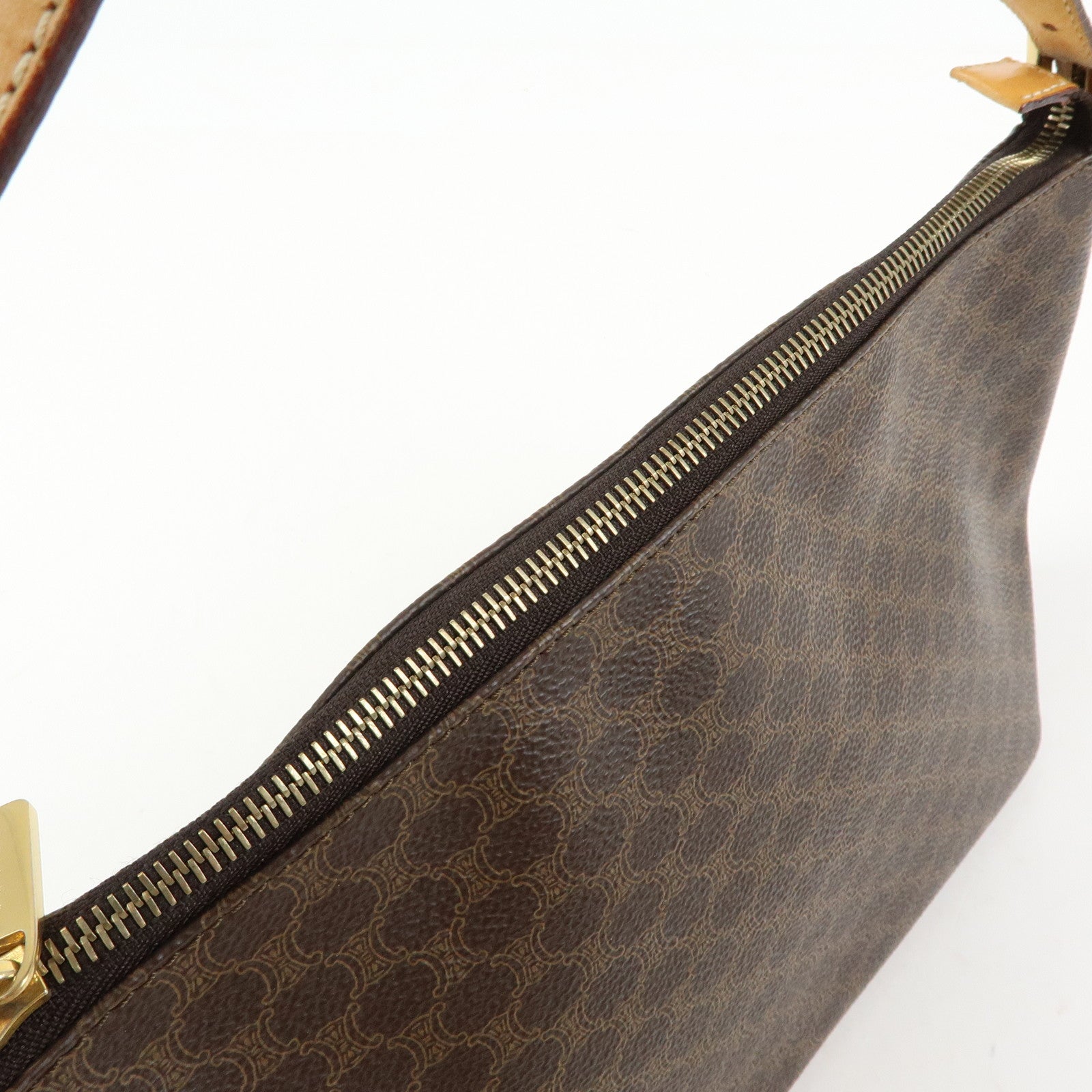 CELINE Macadam PVC Leather Shoulder Bag Hand Bag Brown