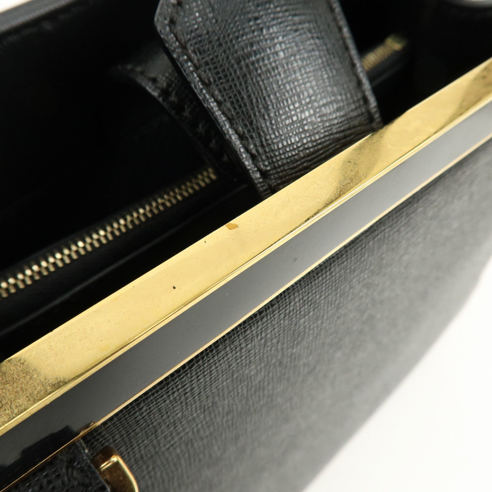 FENDI Petit 2Jours Leather 2Way Bag Hand Bag Shoulder Bag Black