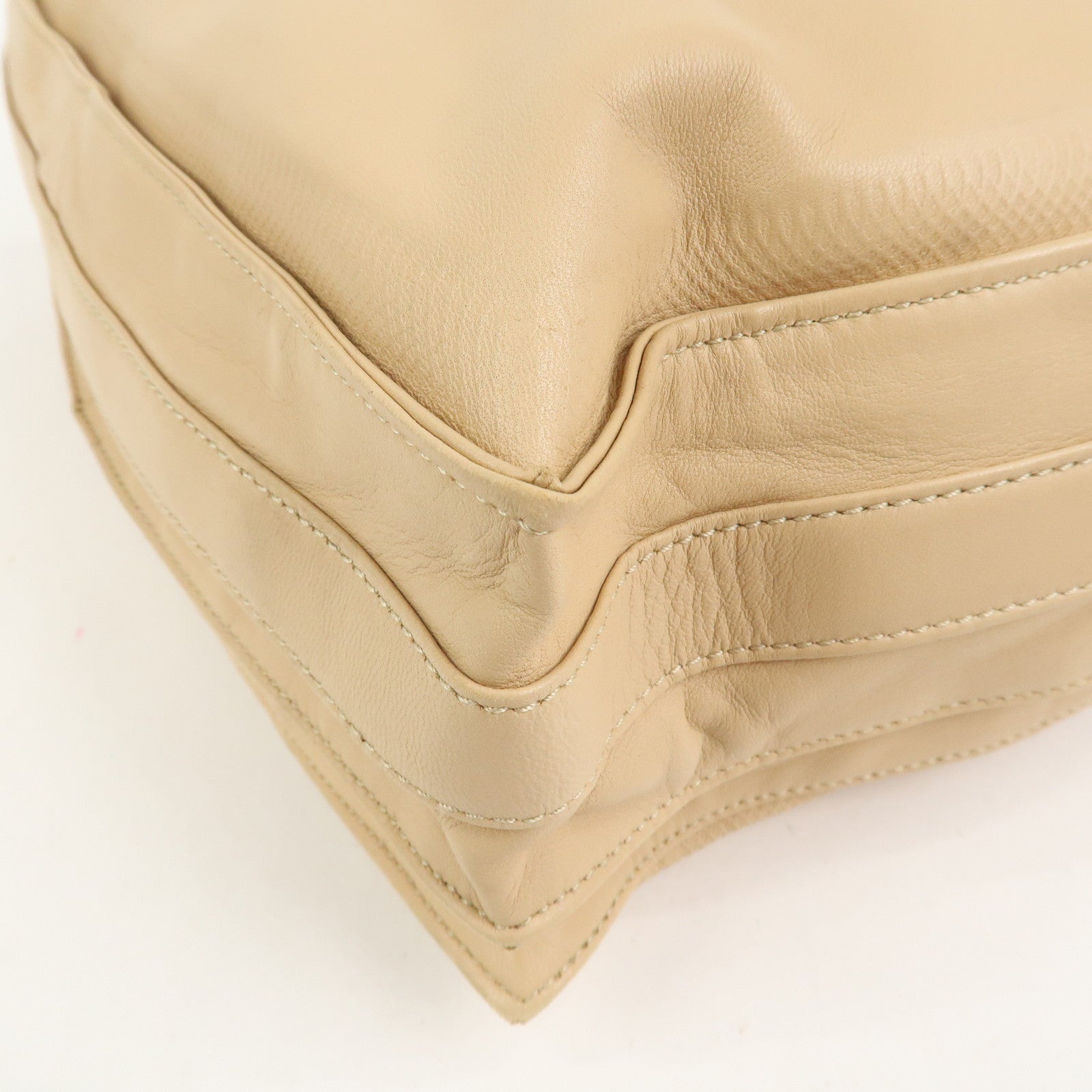 LOEWE Logo Nappa Leather Shoulder Bag Crossbody Bag Beige