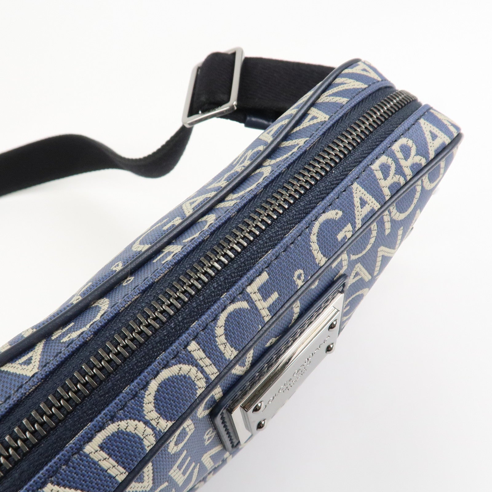 Dolce&Gabbana Canvas PVC Leather Shoulder Bag Navy