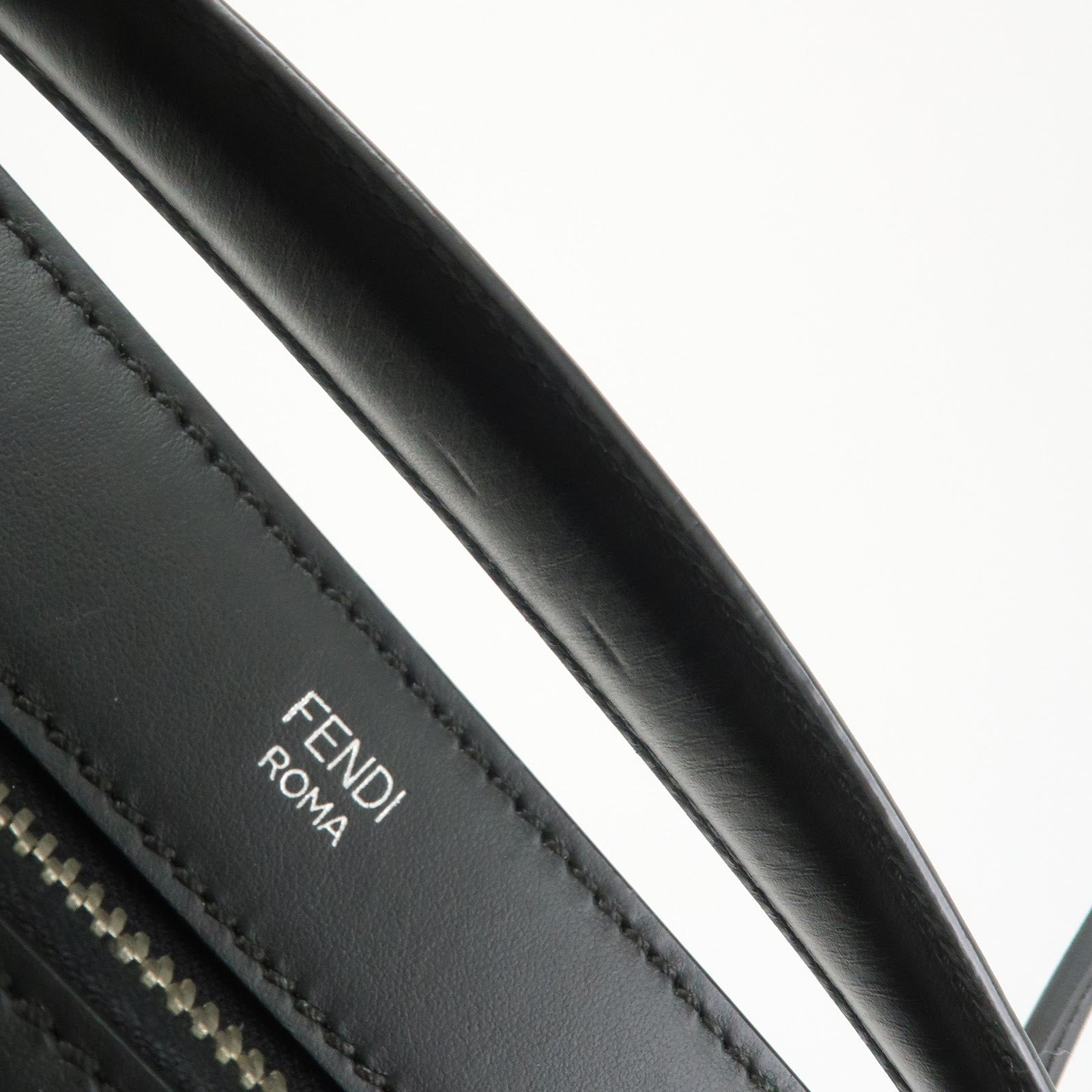 FENDI Dotcom Leather 2WAY Bag Hand Bag Shoulder Bag Black 8BN293