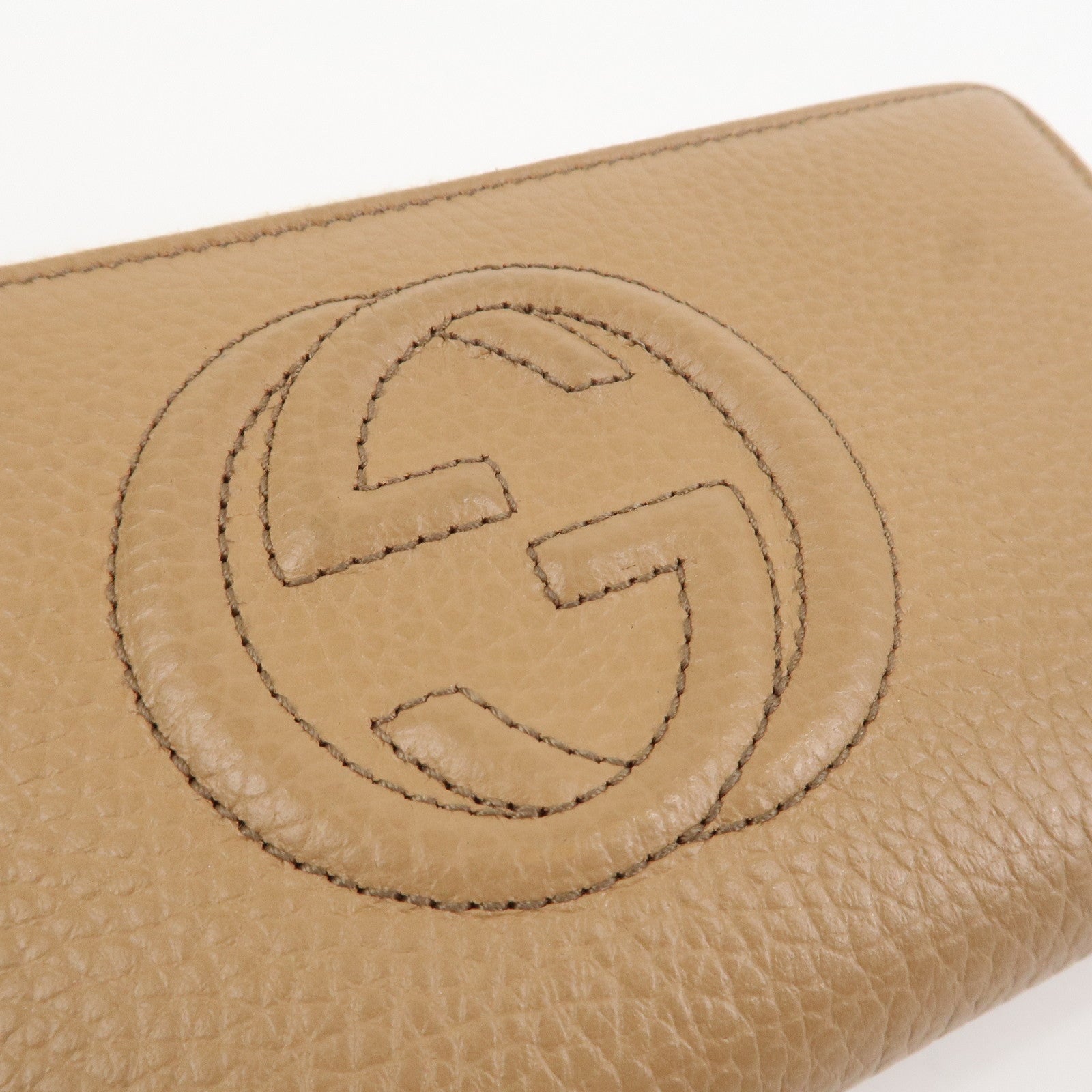 GUCCI SOHO Leather Round Zippy Long Wallet Beige 598187