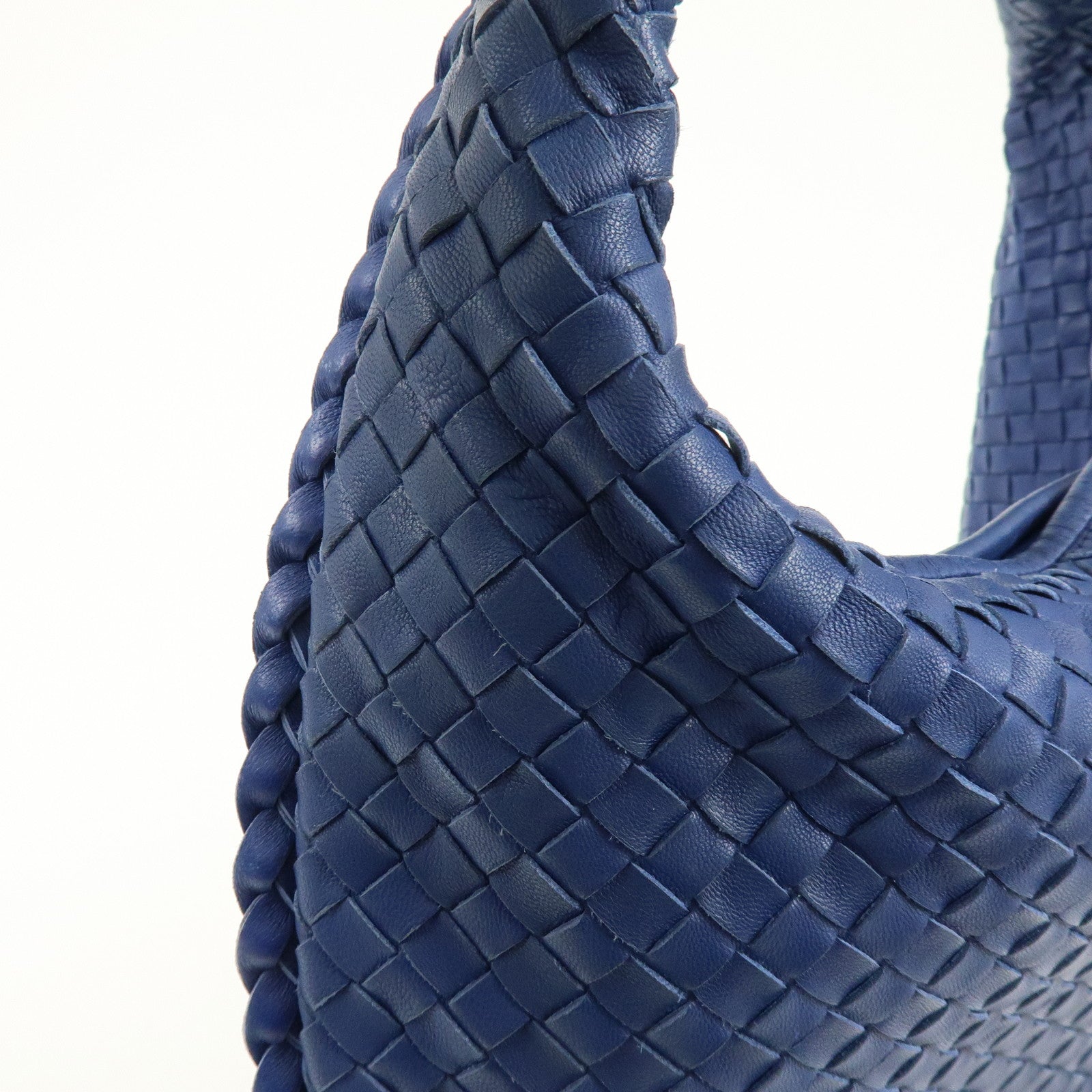 BOTTEGA VENETA Hobo Intrecciato Leather Shoulder Bag Blue 115654