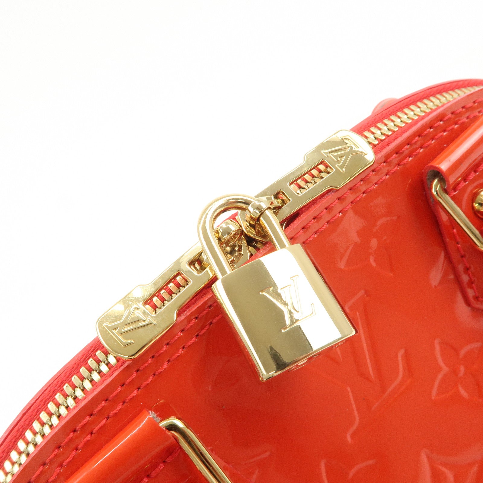 Louis Vuitton Monogram Vernis Alma BB 2Way Hand Bag Rouge M91698 Used