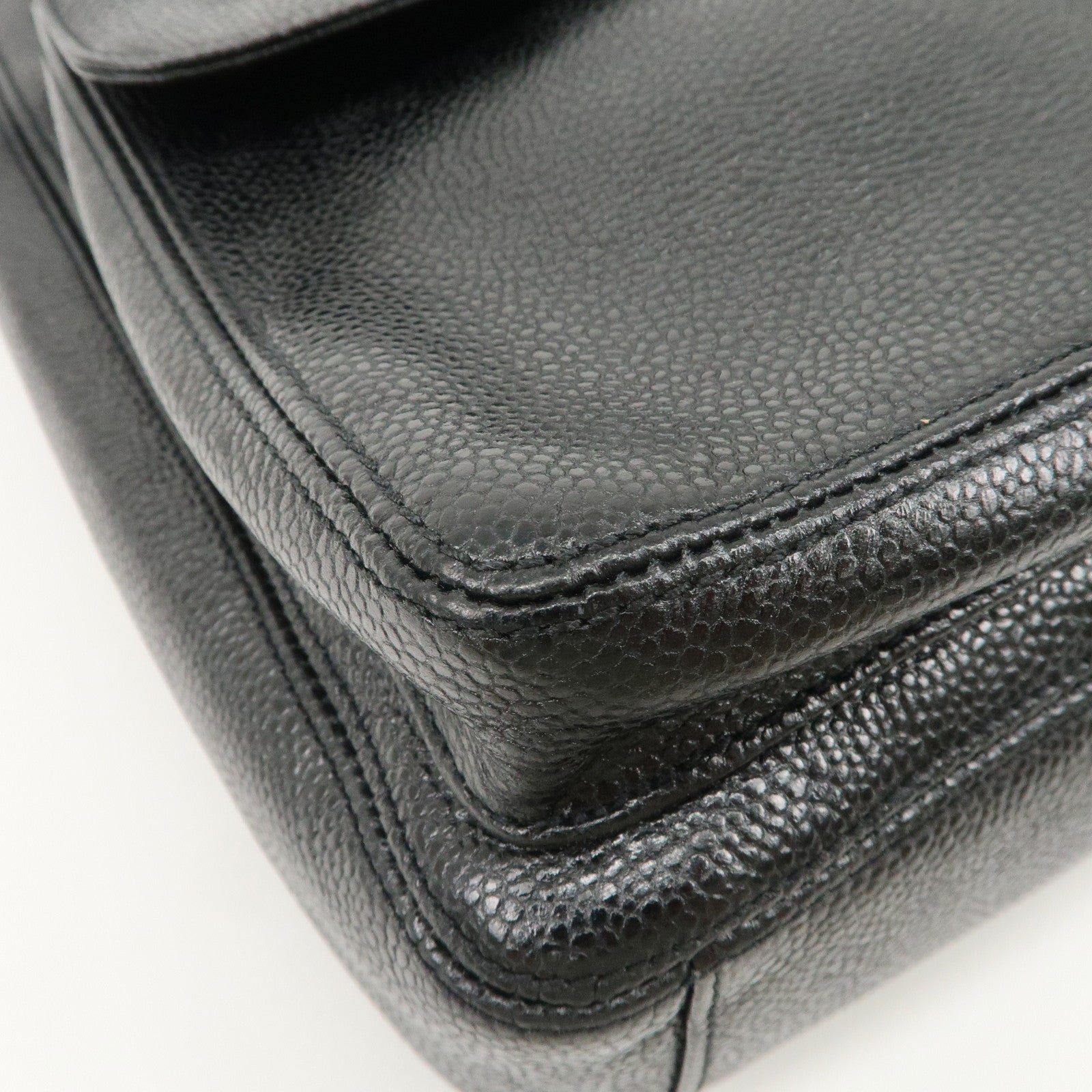 CHANEL COCO Mark Caviarskin Chain Tote Bag Black Used