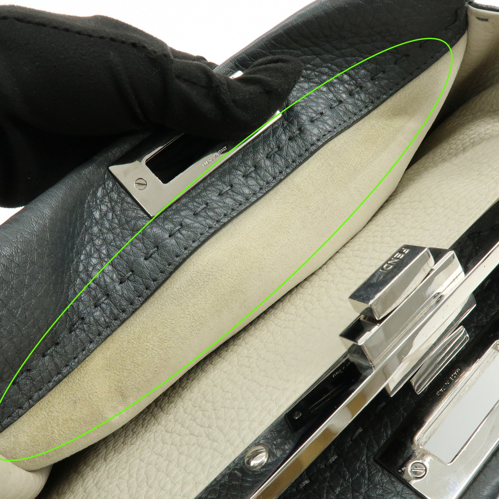 FENDI Selleria Peekaboo Calf Leather 2Way Shoulder Hand Bag 8BN226