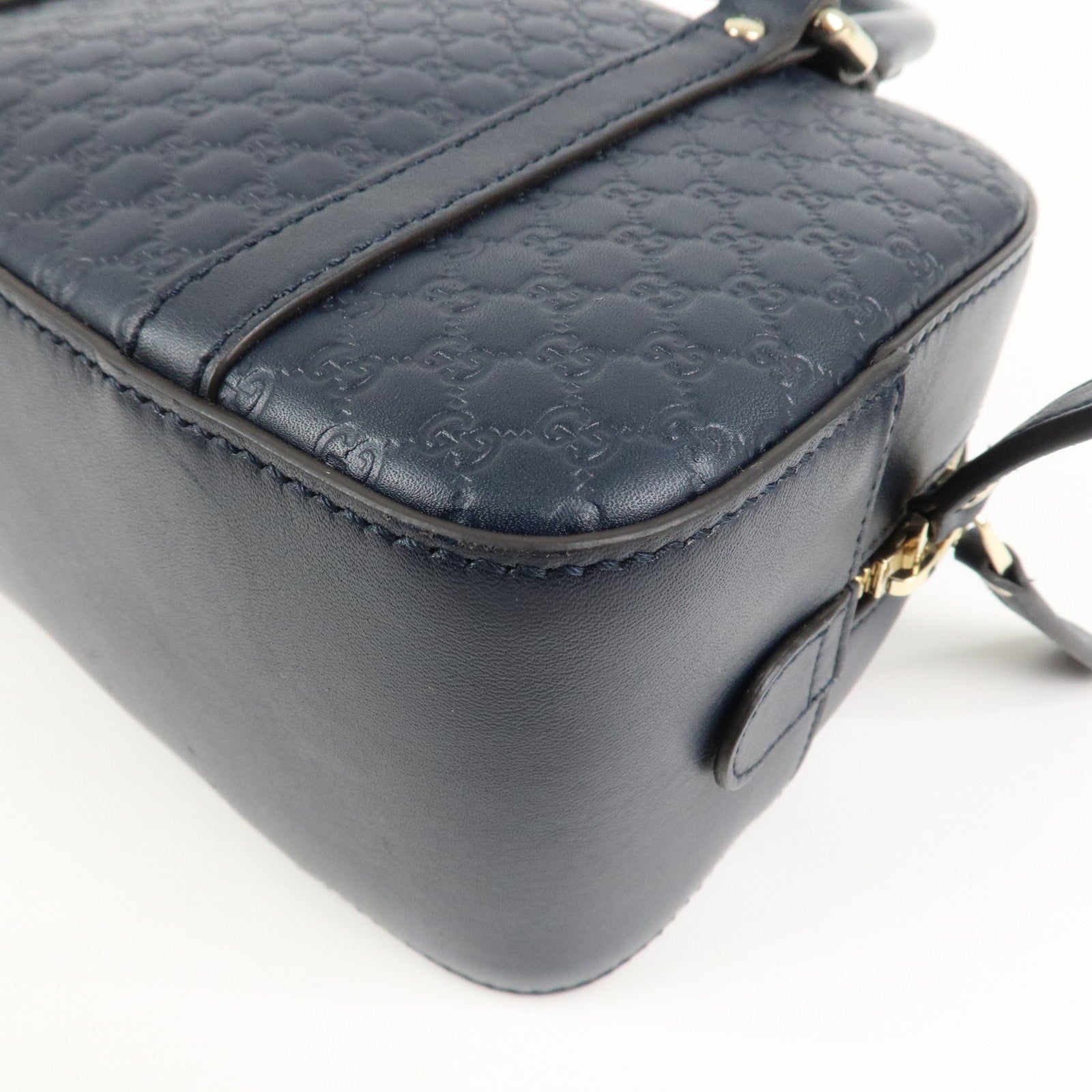 GUCCI Micro Guccissima Leather 2 Way Bag Hand Bag Dark Navy 510289
