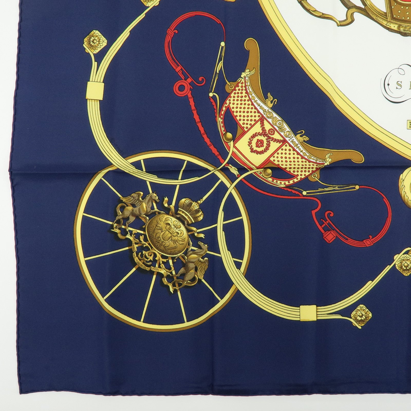 HERMES Carre 90 Silk 100% Scarf SPRINGS Dark Navy