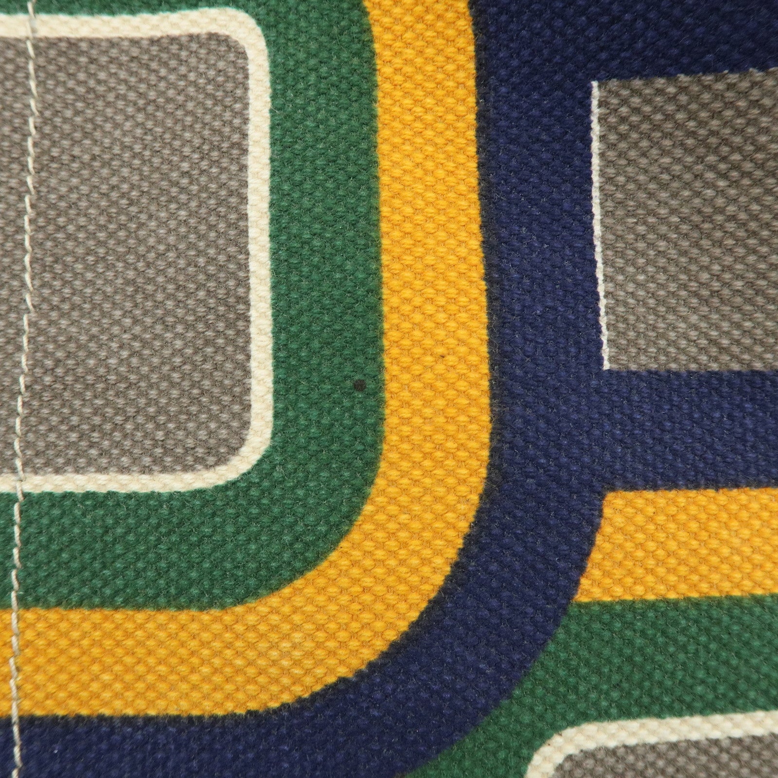 PRADA Canapa Large Tote Bag Hand Bag Green Yellow Navy BN1872