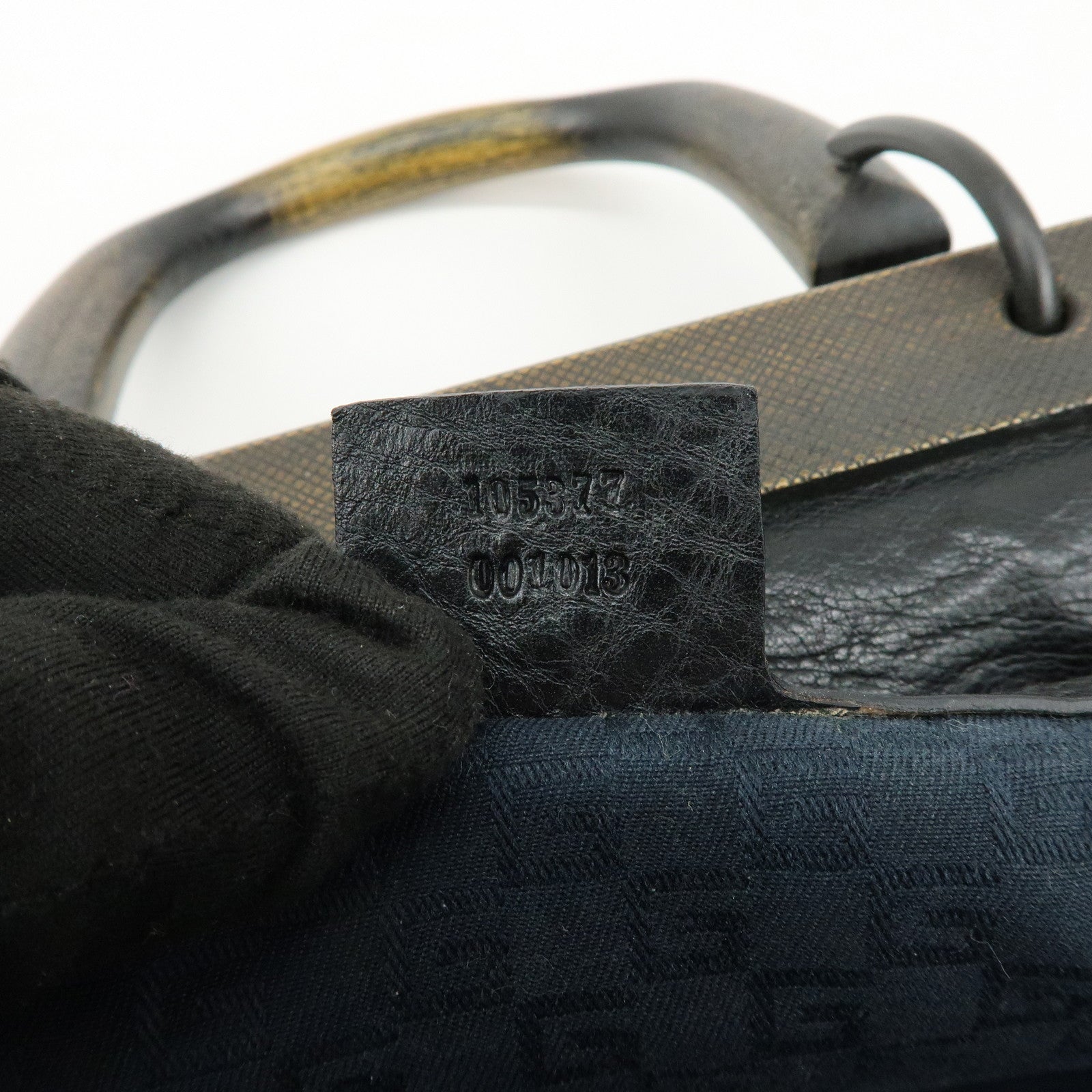 GUCCI Leather Wood Hand Bag Doctor Bag Black 105377