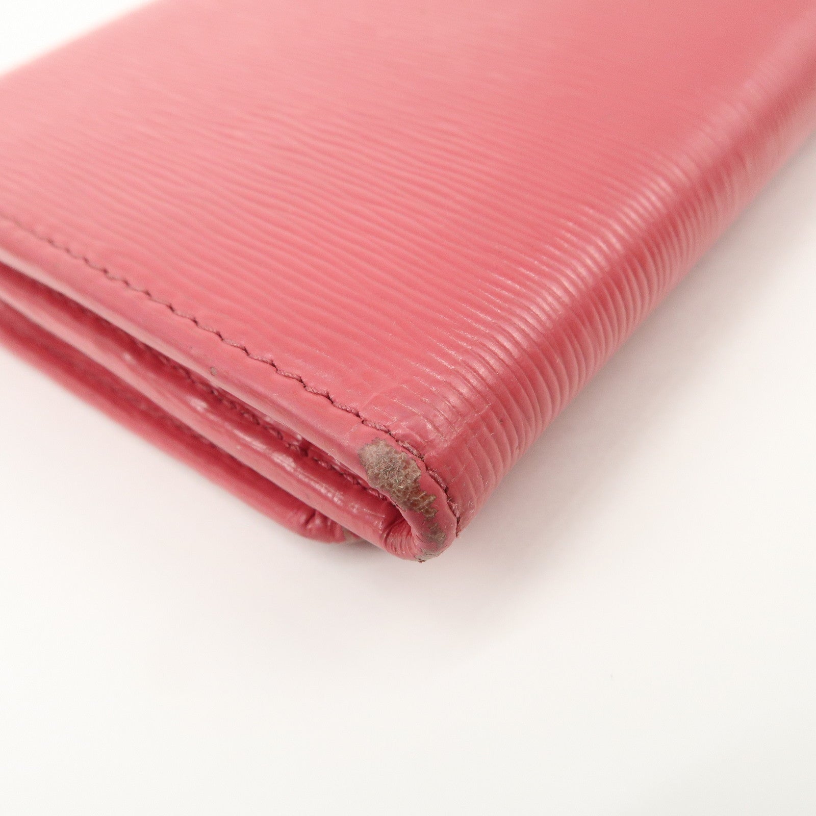 PRADA Saffiano Leather Trifold Compact Wallet Pink 1MH176 Used